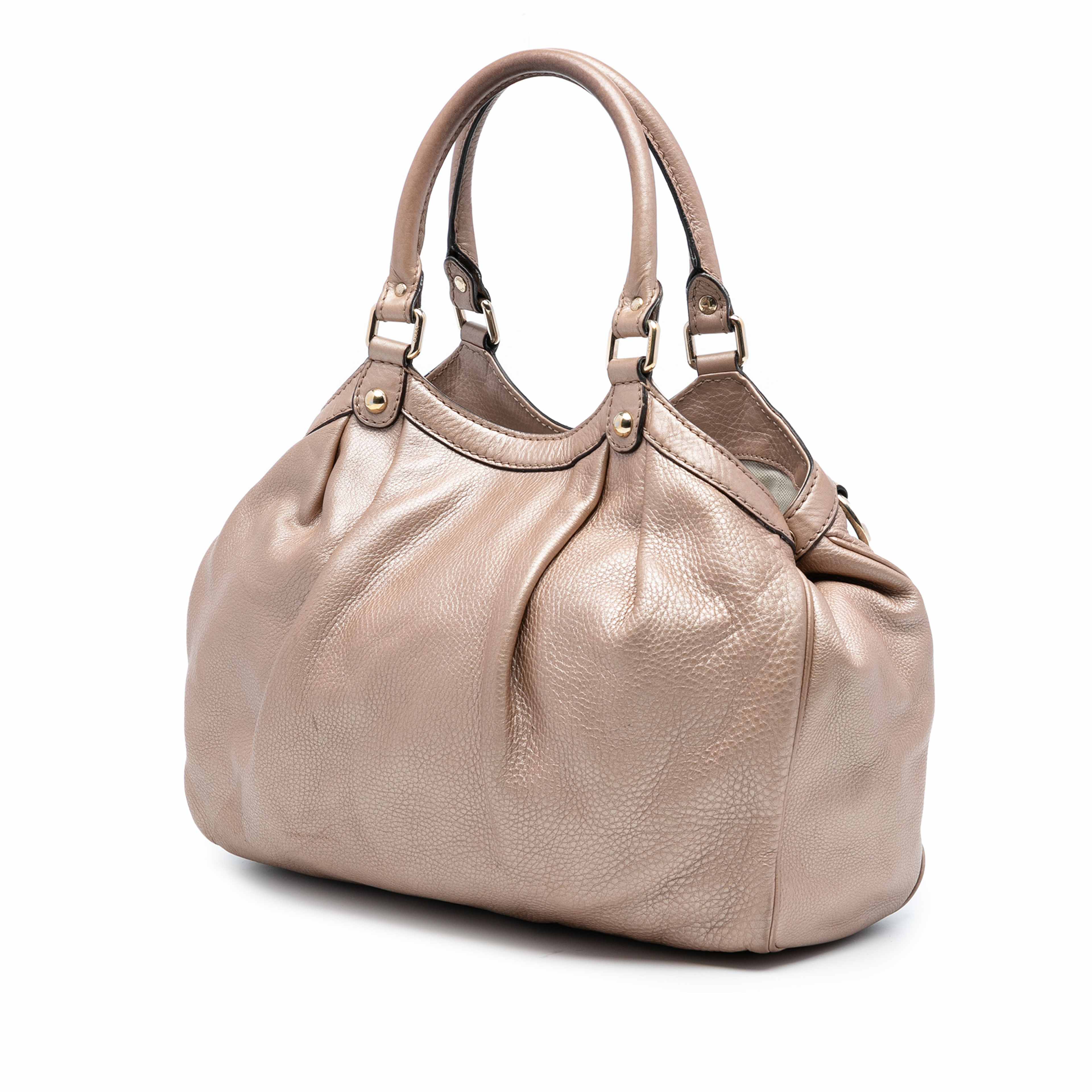 Gucci Medium Calfskin Sukey Tote, från Luxclusif, i färgen rose gold. Klicka för att öppna bilden i stort format