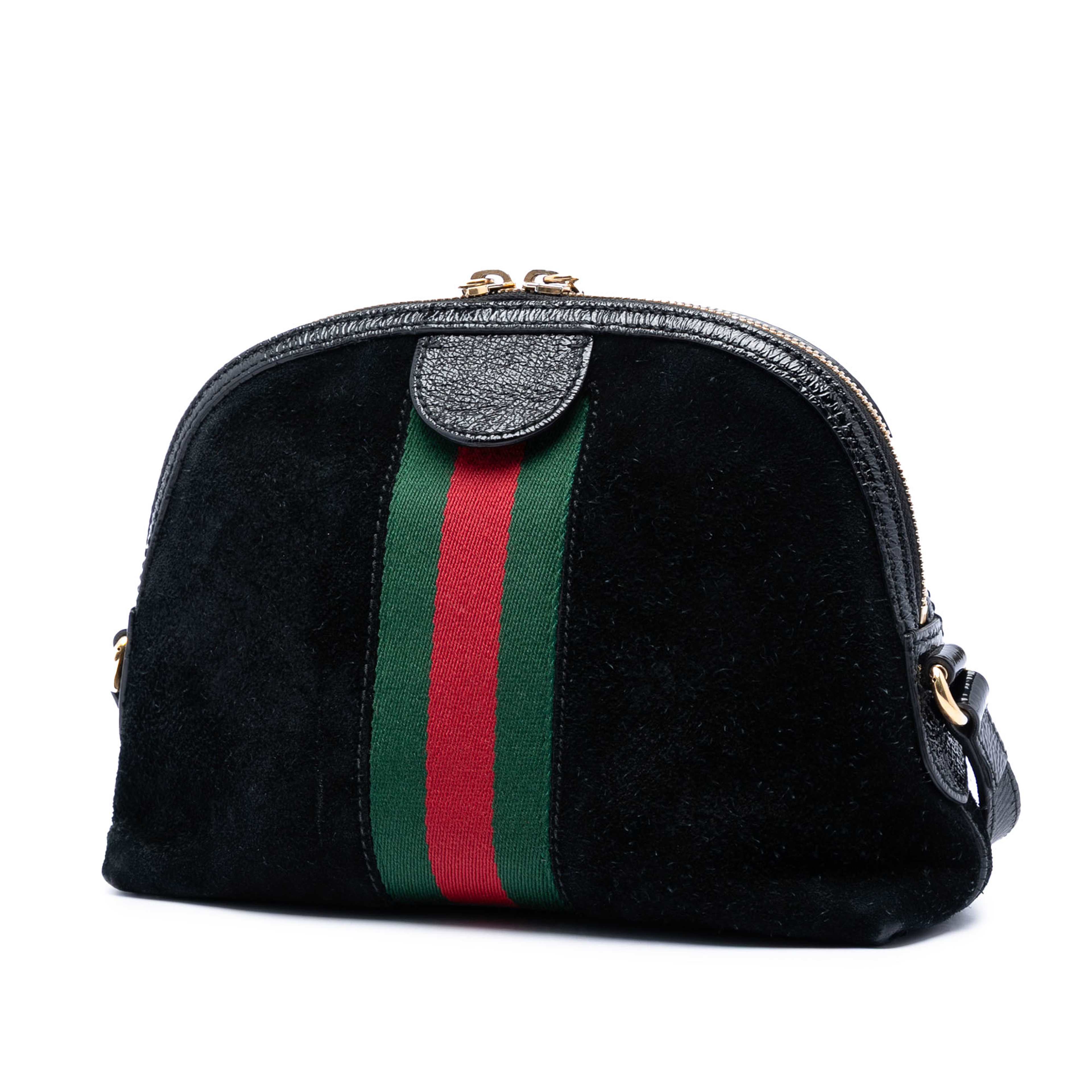 Gucci Small Suede Web Ophidia Dome Crossbody, från Luxclusif, i färgen svart. Klicka för att öppna bilden i stort format