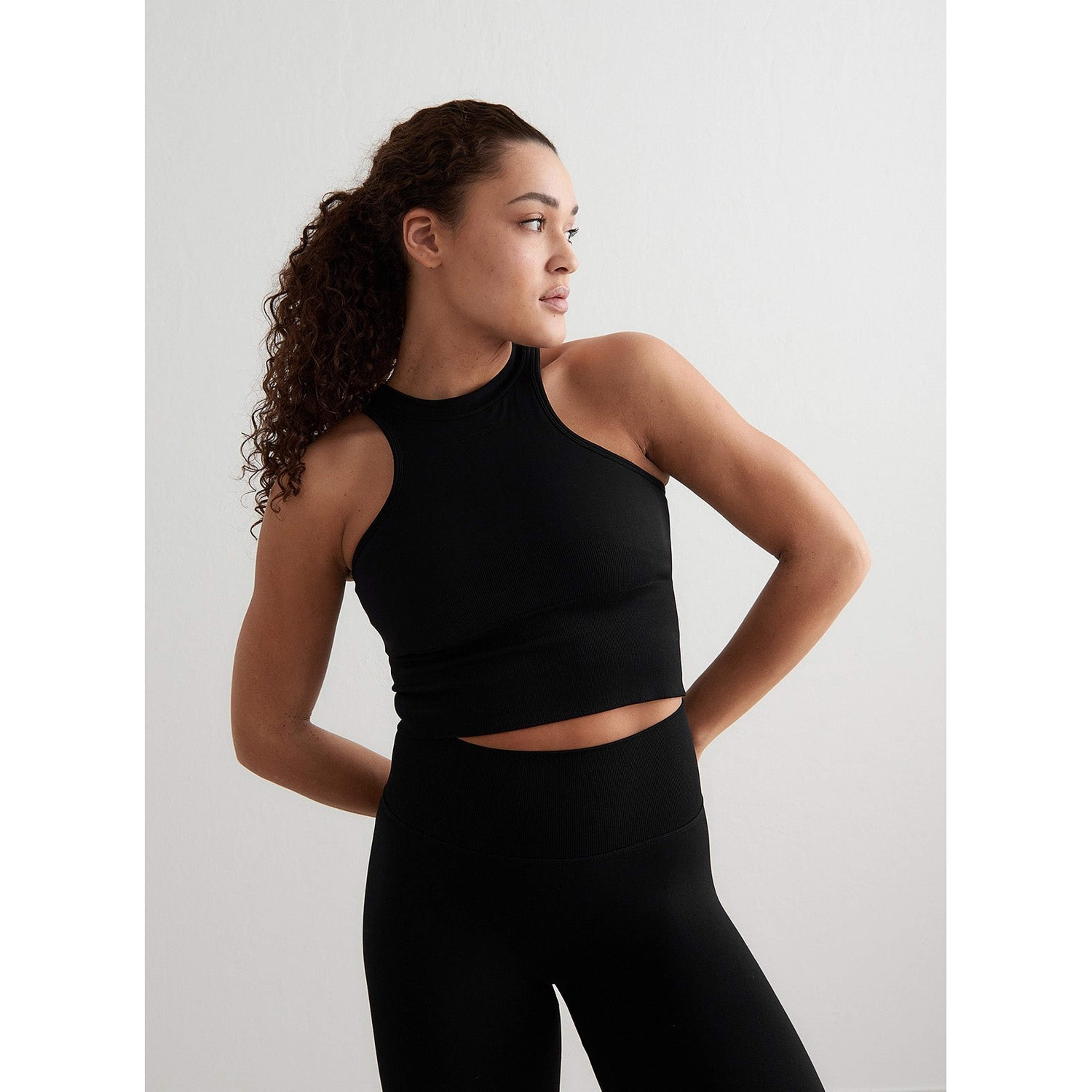 Black Shape Seamless Racerfront Top