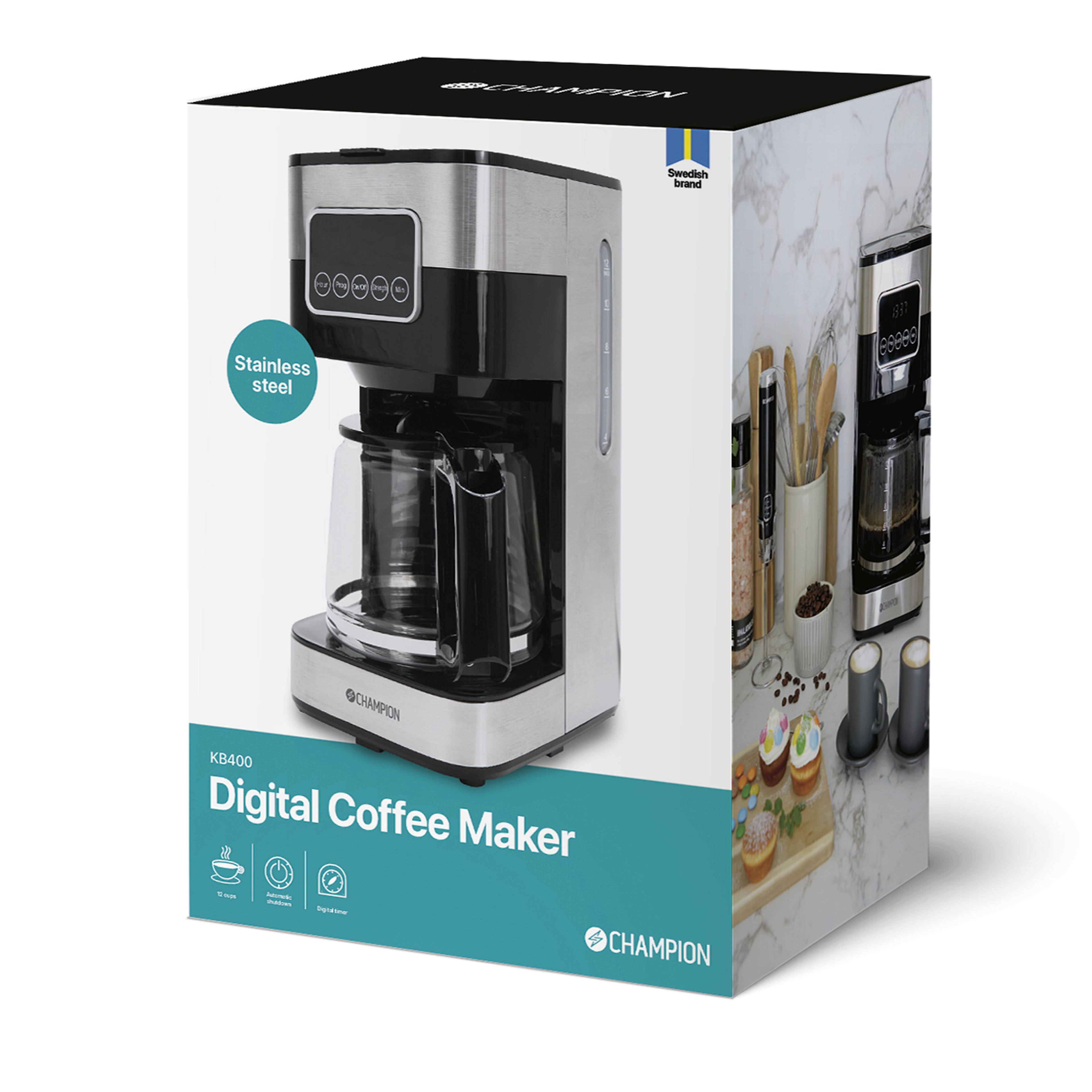 Kaffebryggare Digital 12-koppar/1,5l