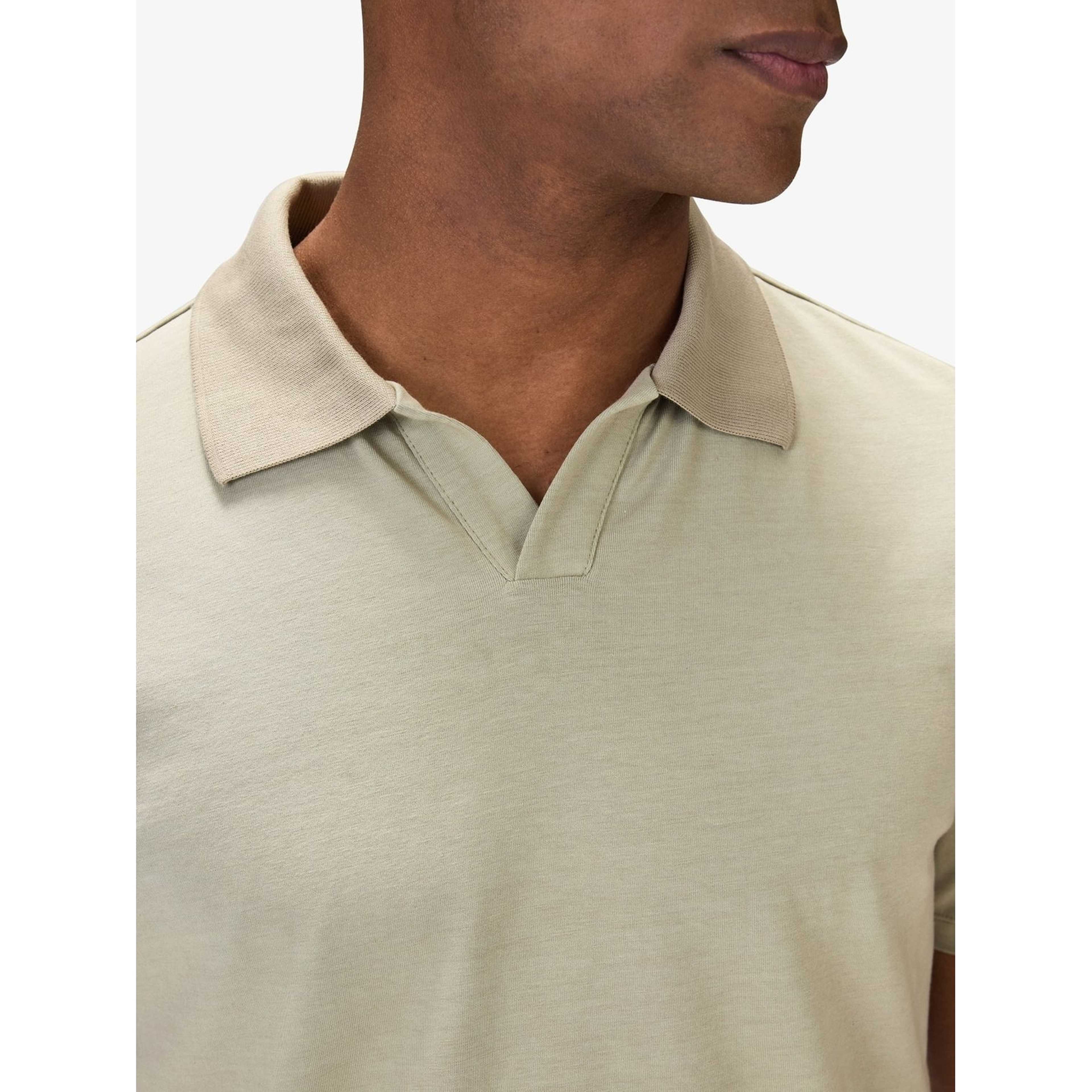 Cotton Fitted Stretch S/s Open Collar Polo Shirt