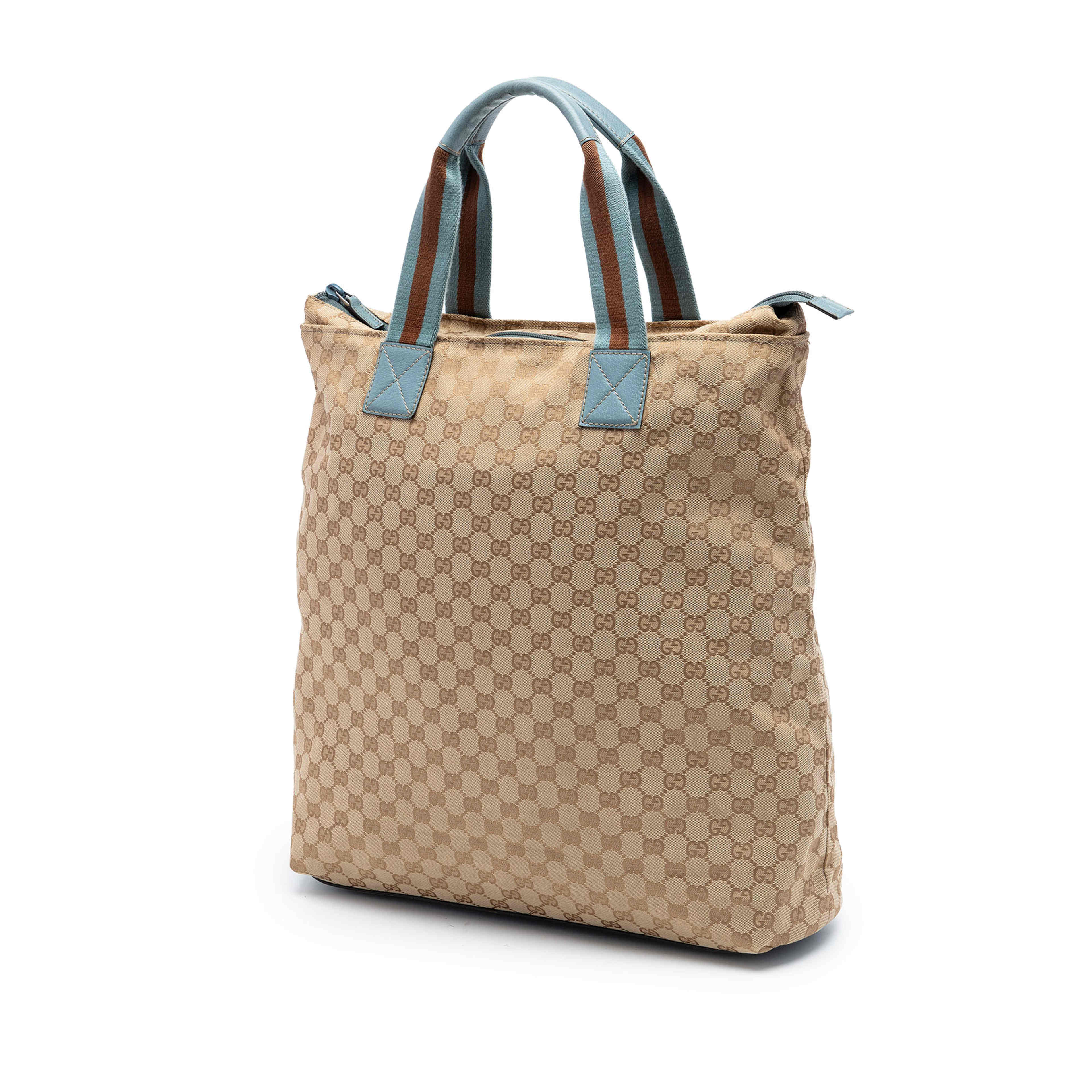 Gucci Gg Canvas Web Vertical Tote, från Luxclusif, i färgen beige. Klicka för att öppna bilden i stort format