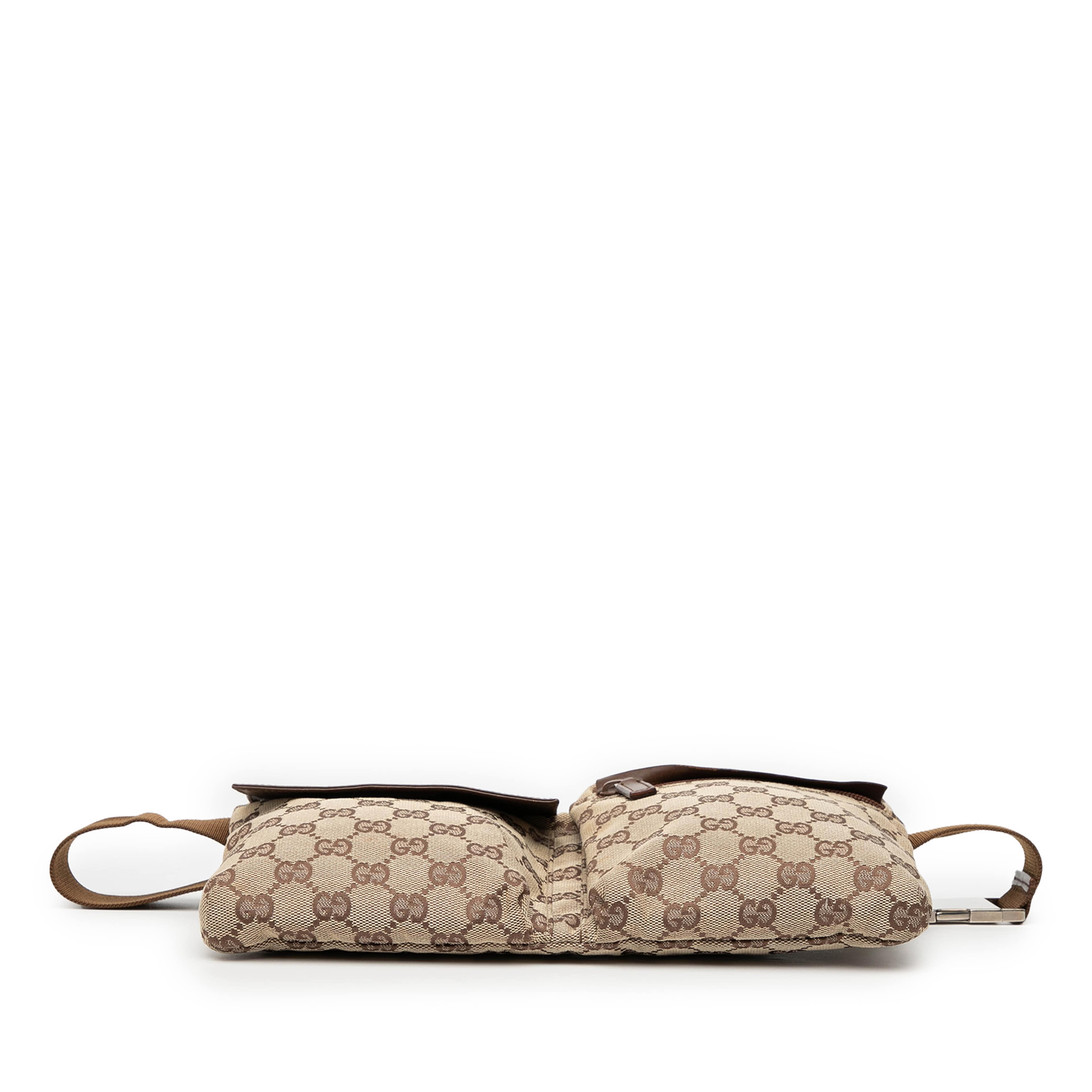 Gucci Gg Canvas Double Pocket Belt Bag, från Luxclusif, i färgen beige. Klicka för att öppna bilden i stort format