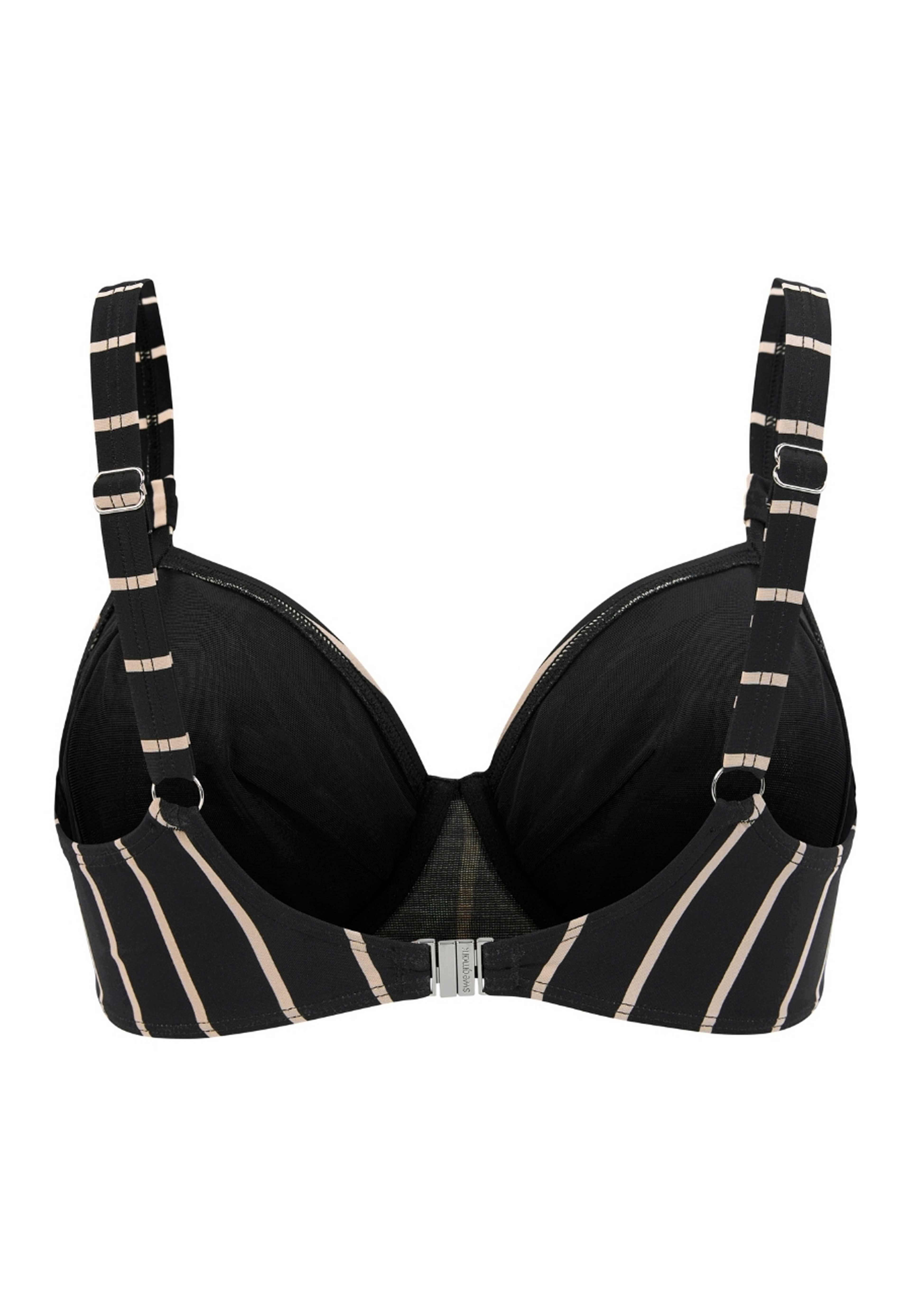 Bahamas Bikini-bh Med Bygel, från Swegmark, i färgen black/beige stripe. Klicka för att öppna bilden i stort format