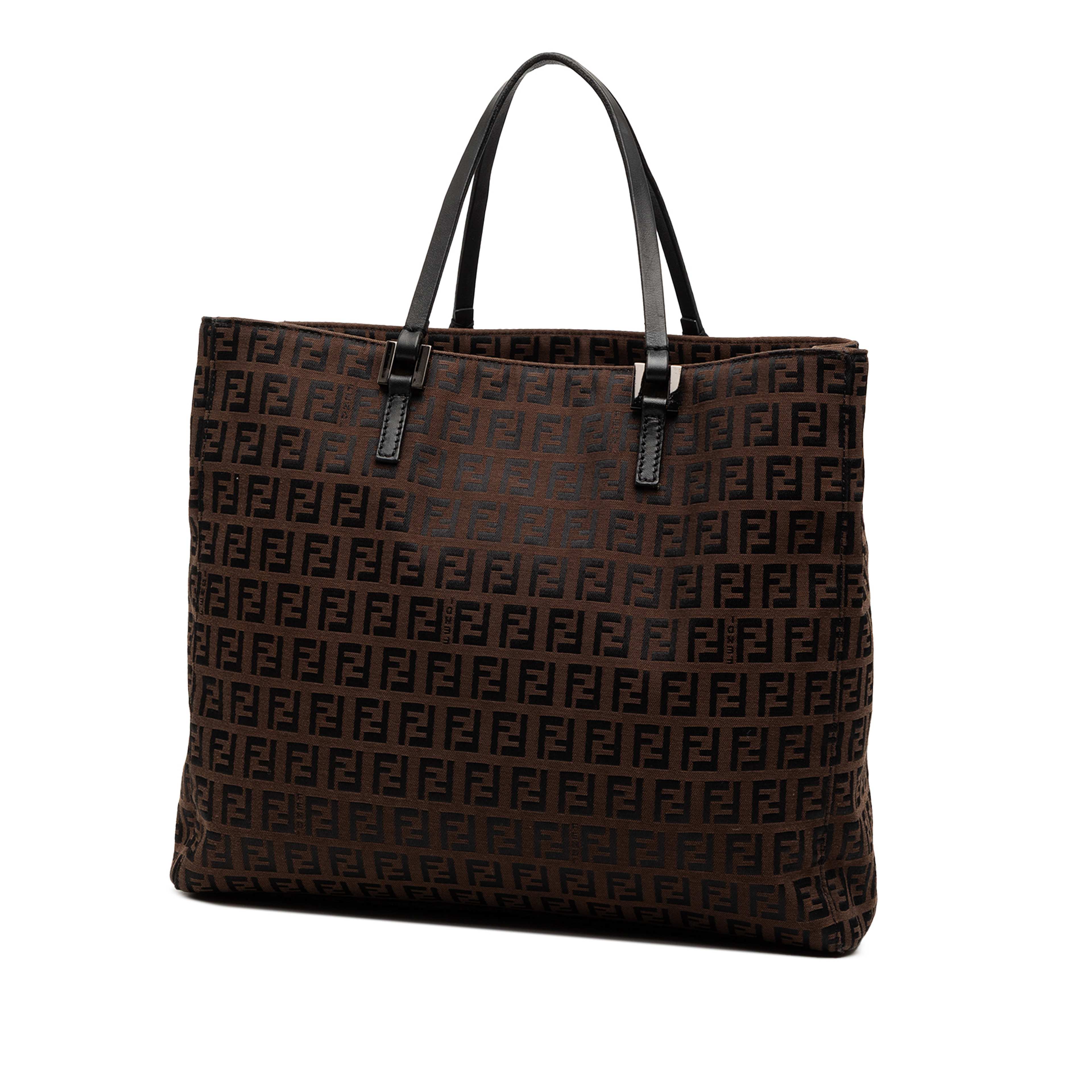 Fendi Zucchino Canvas Tote, från Luxclusif, i färgen dark brown. Klicka för att öppna bilden i stort format