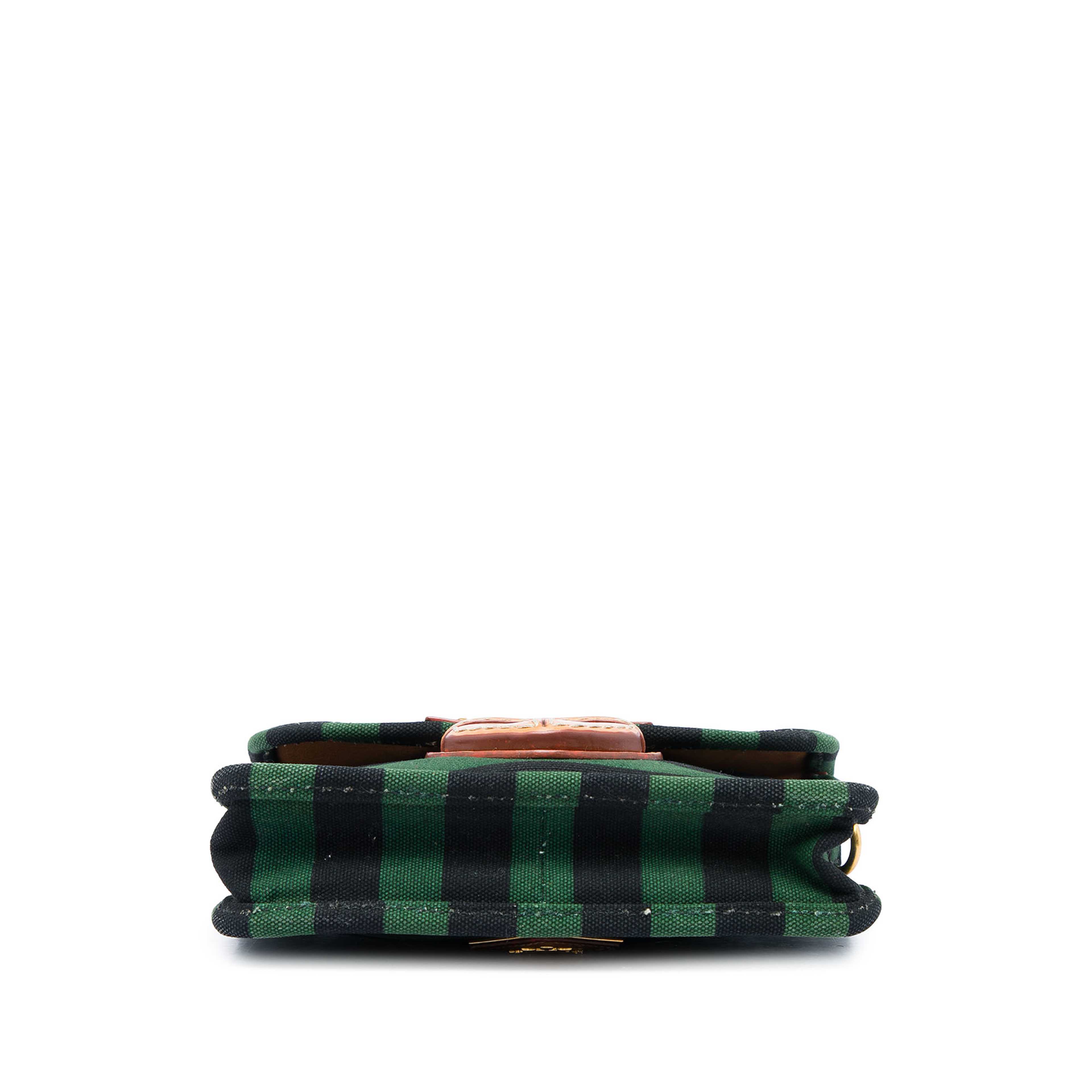 Prada Canvas Canapa Righe Striped Crossbody, från Luxclusif, i färgen grön. Klicka för att öppna bilden i stort format
