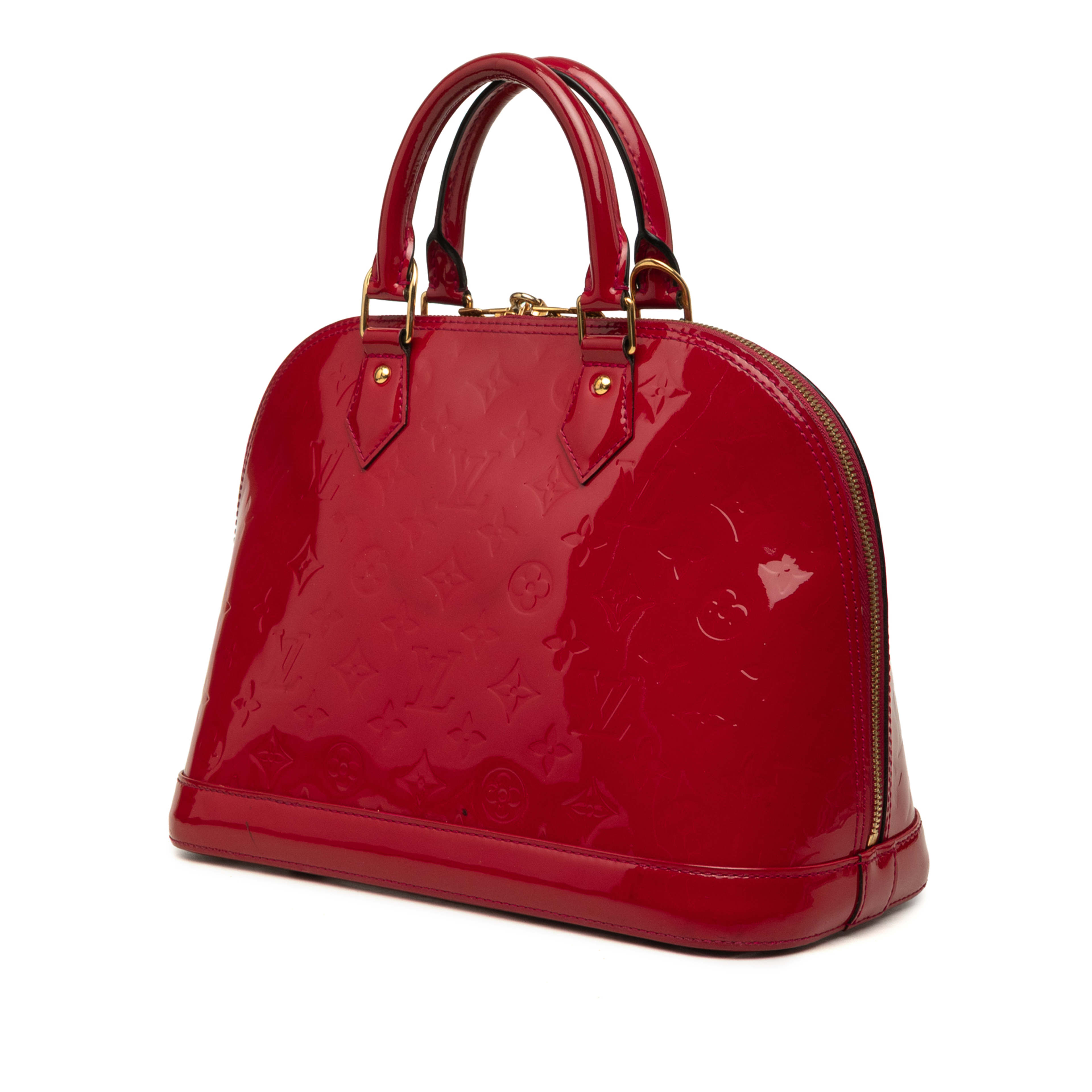 Louis Vuitton Monogram Vernis Alma Pm, från Luxclusif, i färgen röd. Klicka för att öppna bilden i stort format