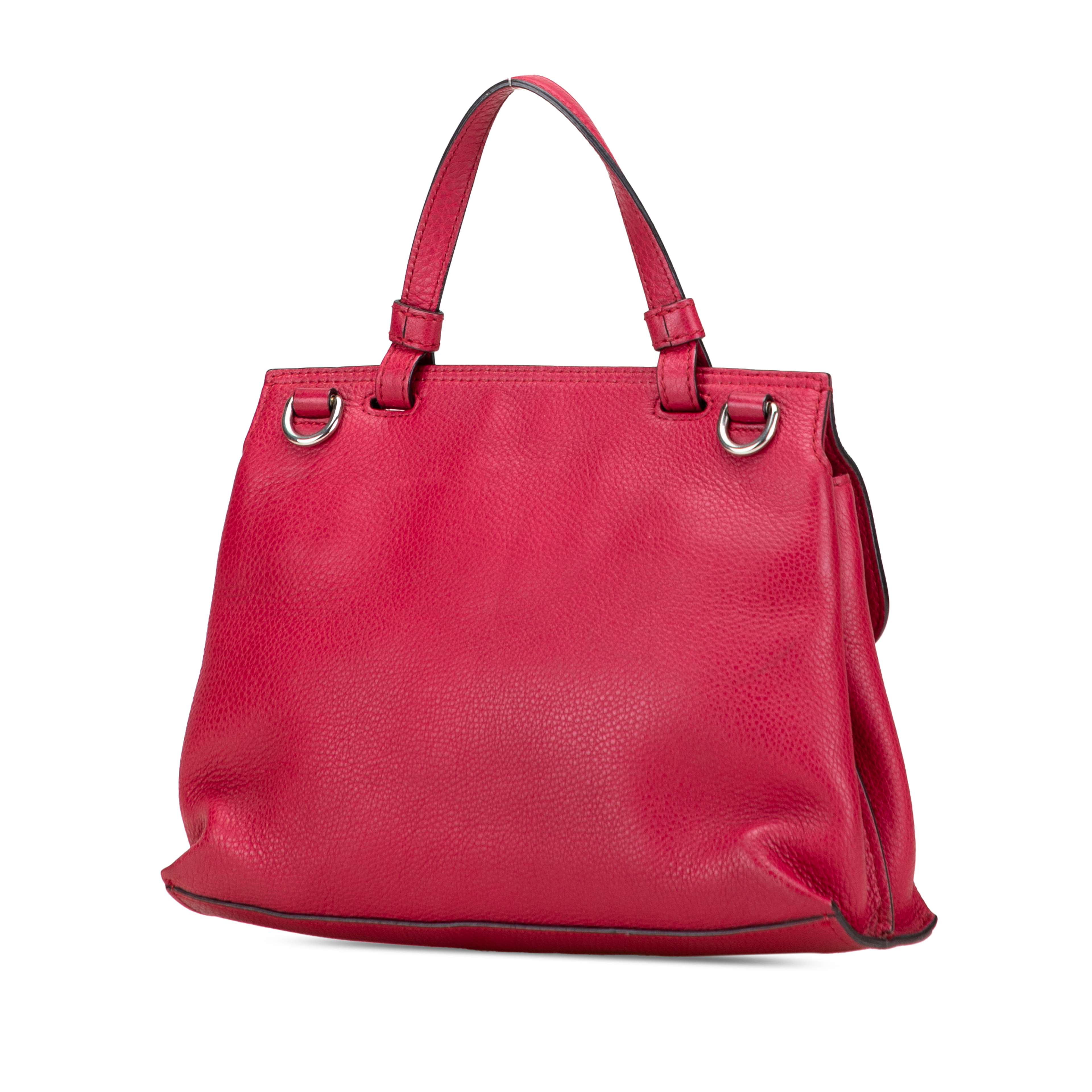 Gucci Medium Leather Bamboo Daily Satchel, från Luxclusif, i färgen red. Klicka för att öppna bilden i stort format