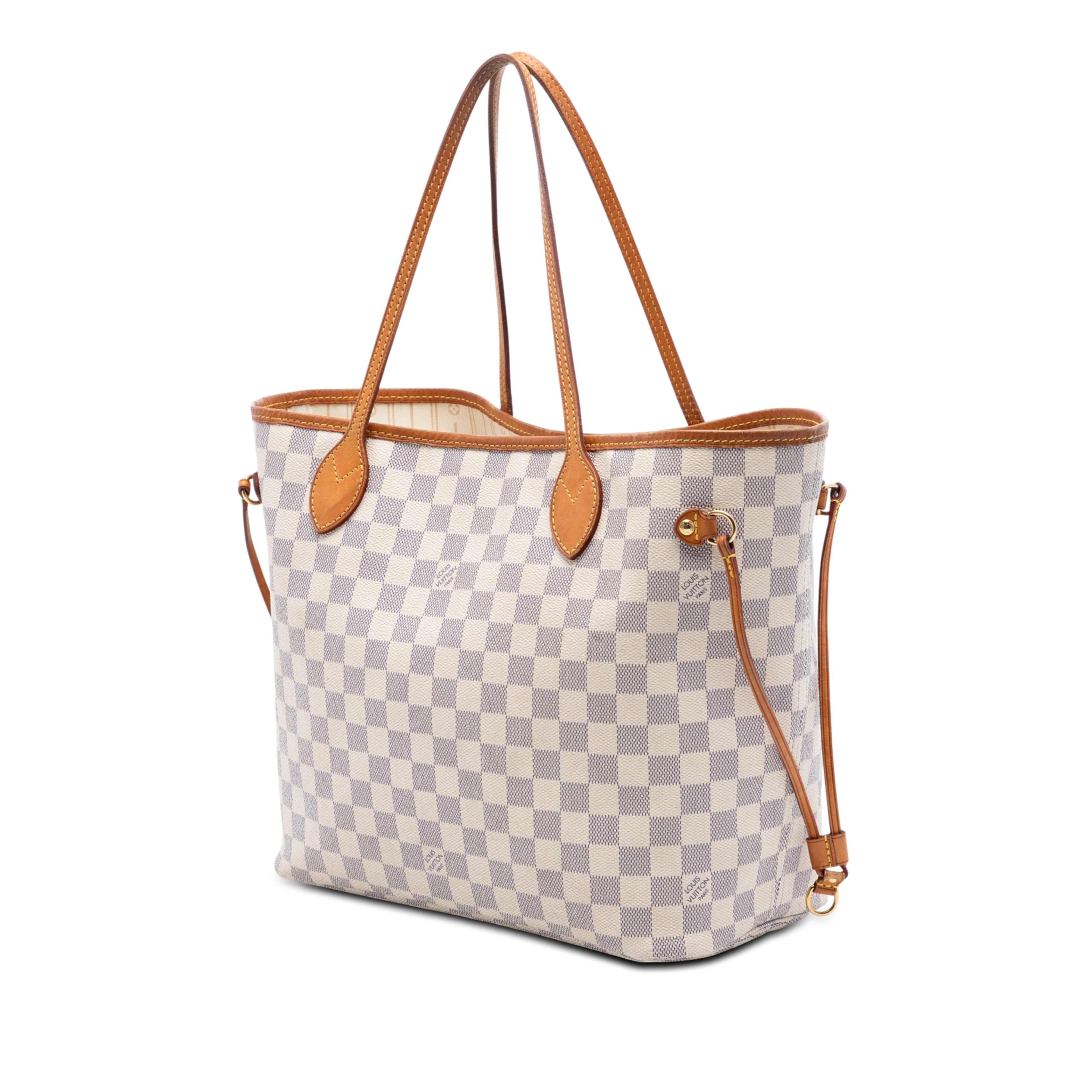 Louis Vuitton Damier Azur Neverfull Mm, från Luxclusif, i färgen vit. Klicka för att öppna bilden i stort format