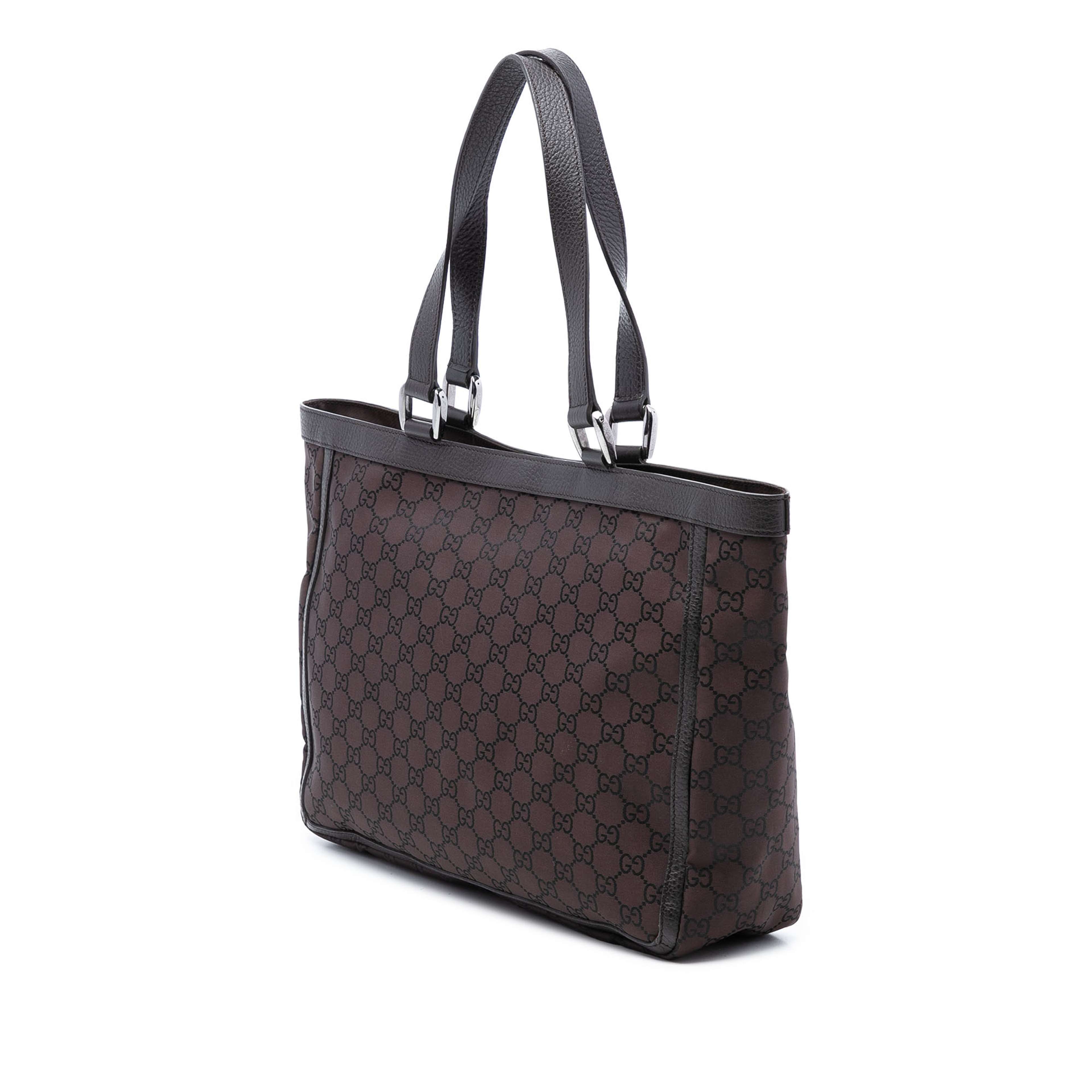Gucci Gg Nylon Abbey D Ring Pocket Tote, från Luxclusif, i färgen brun. Klicka för att öppna bilden i stort format