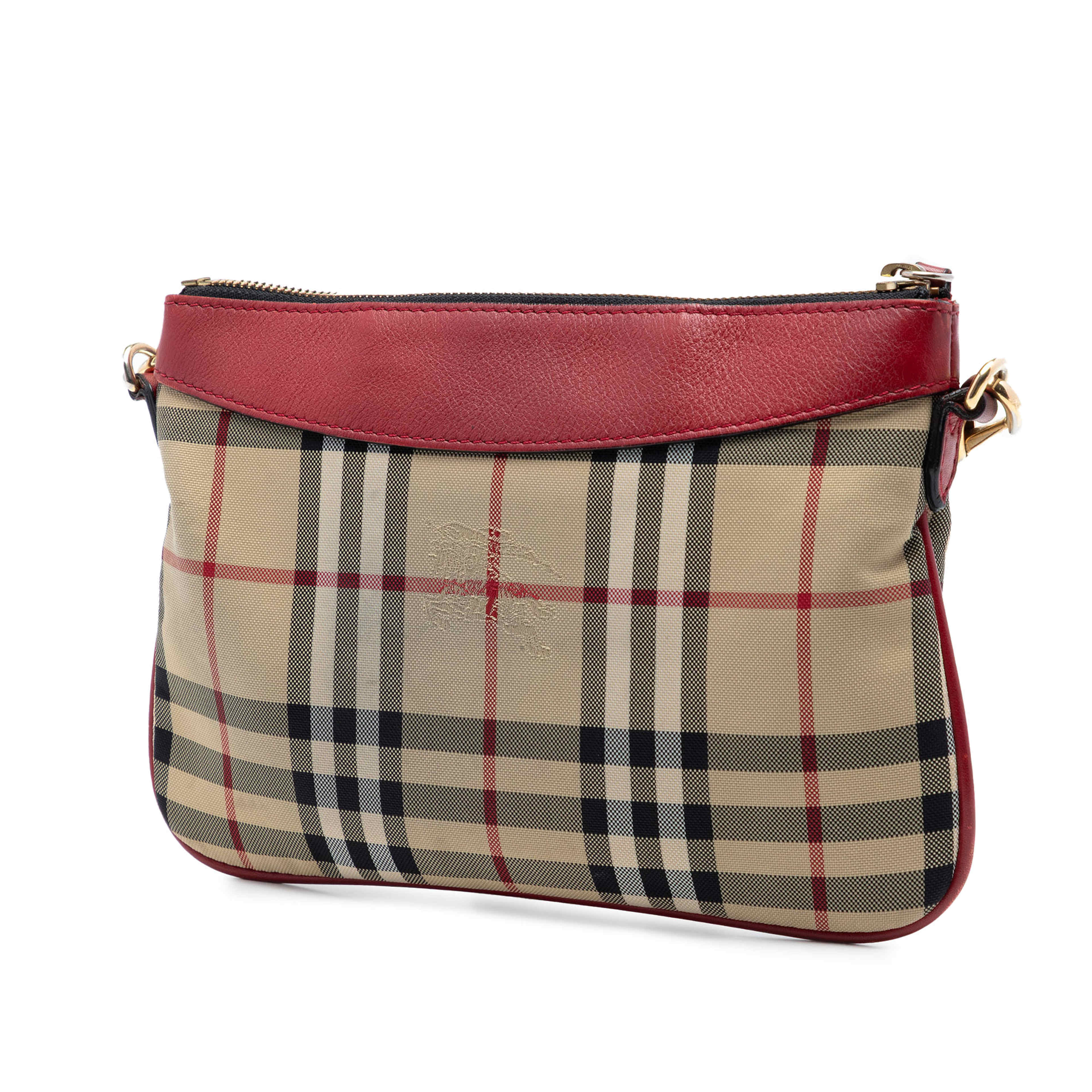 Burberry Haymarket Check Nylon Peyton Crossbody, från Luxclusif, i färgen beige. Klicka för att öppna bilden i stort format