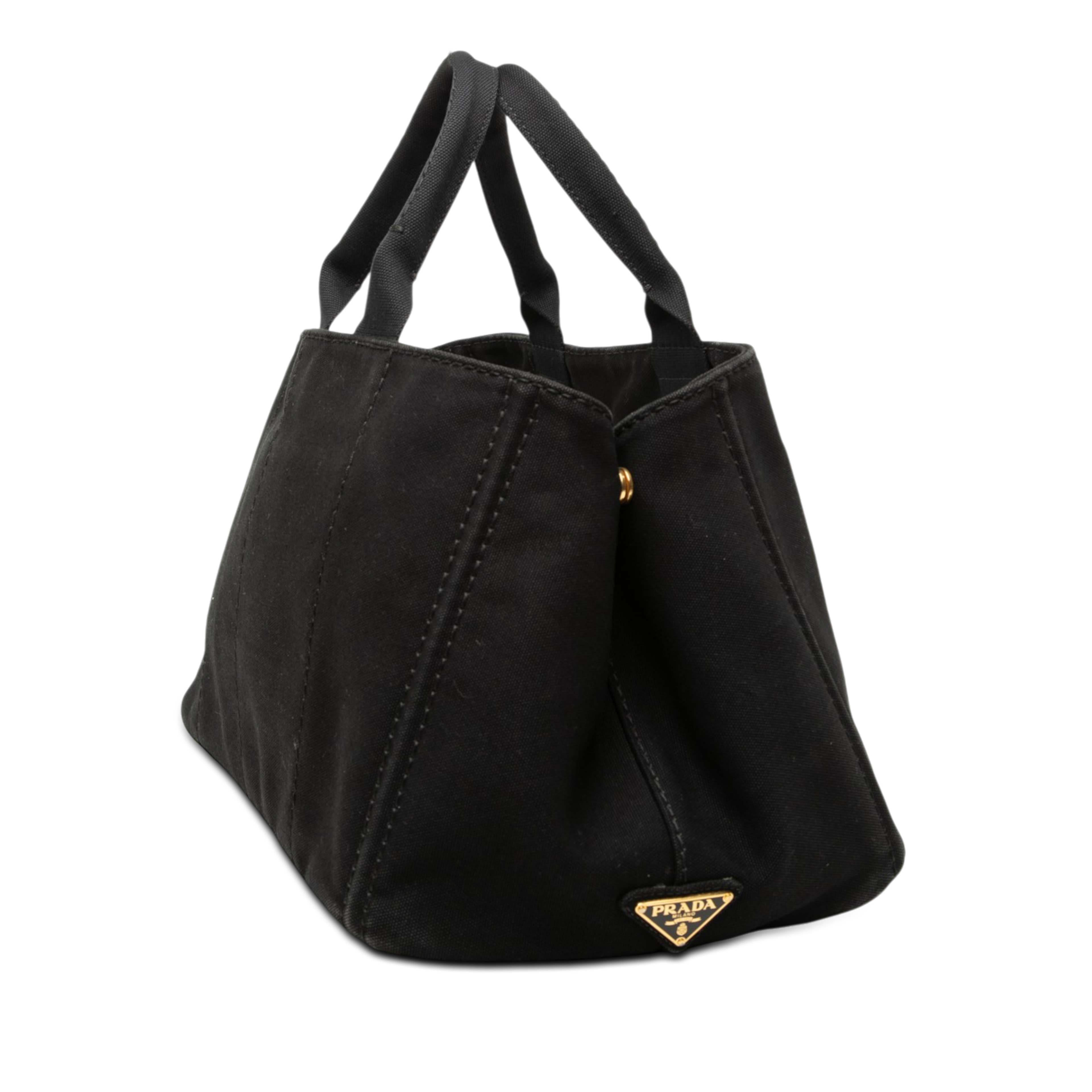 Prada Large Canvas Canapa Logo Satchel, från Luxclusif, i färgen svart. Klicka för att öppna bilden i stort format