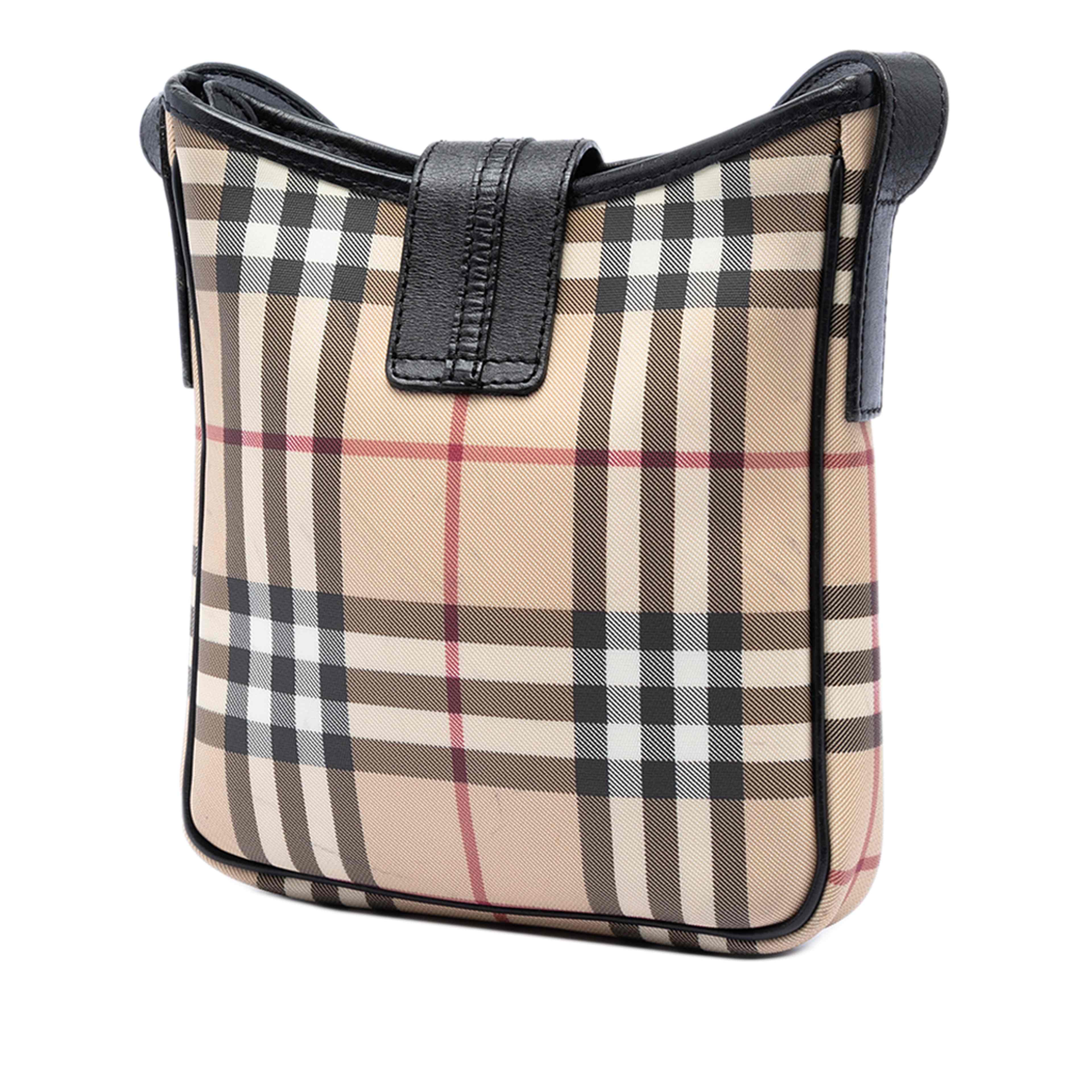 Burberry House Check Coated Canvas Crossbody, från Luxclusif, i färgen beige. Klicka för att öppna bilden i stort format