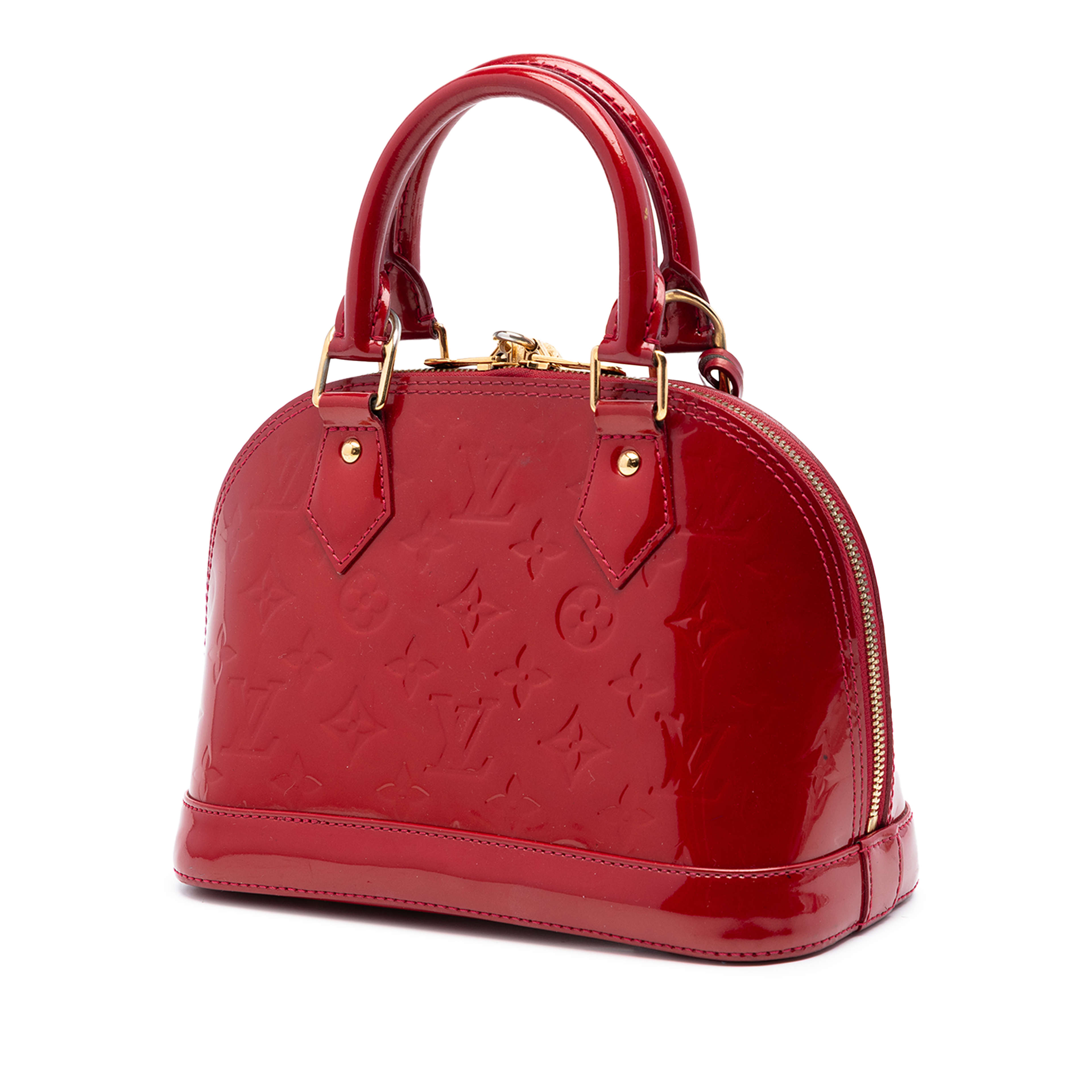 Louis Vuitton Monogram Vernis Alma Bb, från Luxclusif, i färgen red. Klicka för att öppna bilden i stort format