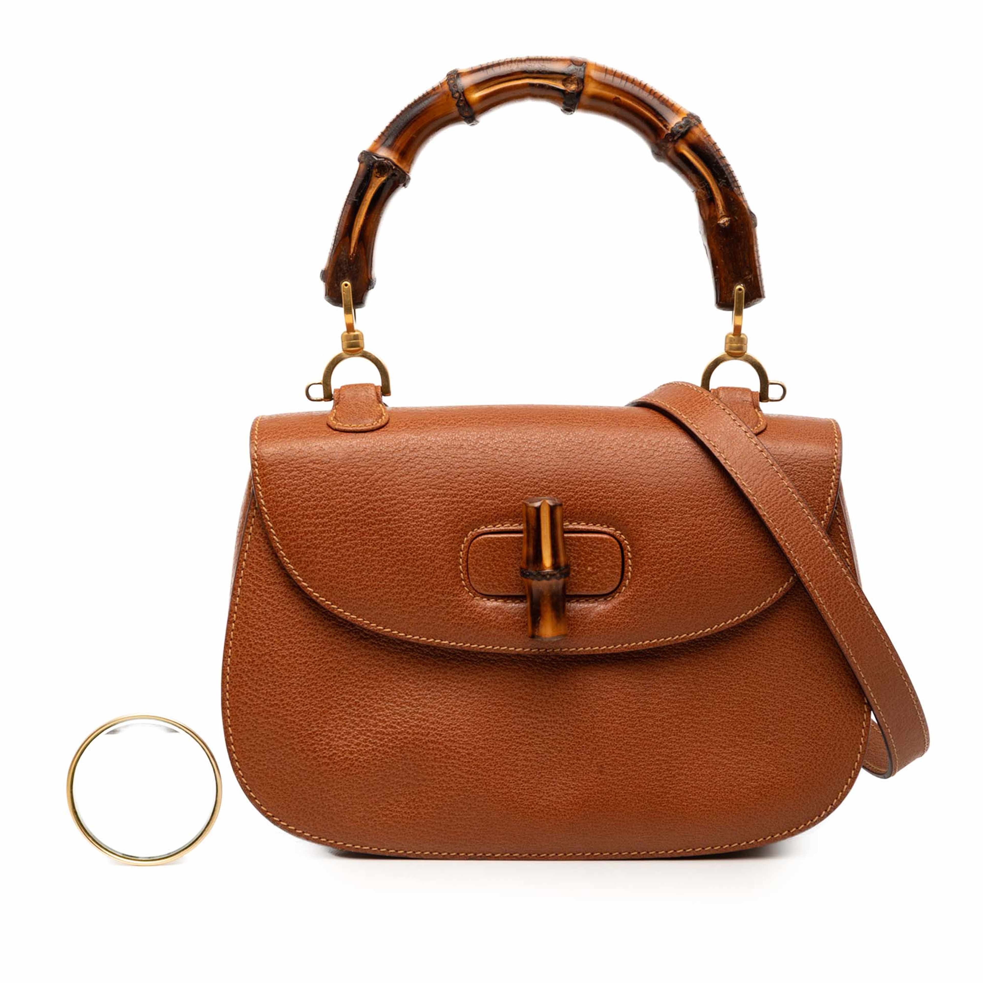 Gucci Grained Calfskin Bamboo Night, från Luxclusif, i färgen brun. Klicka för att öppna bilden i stort format