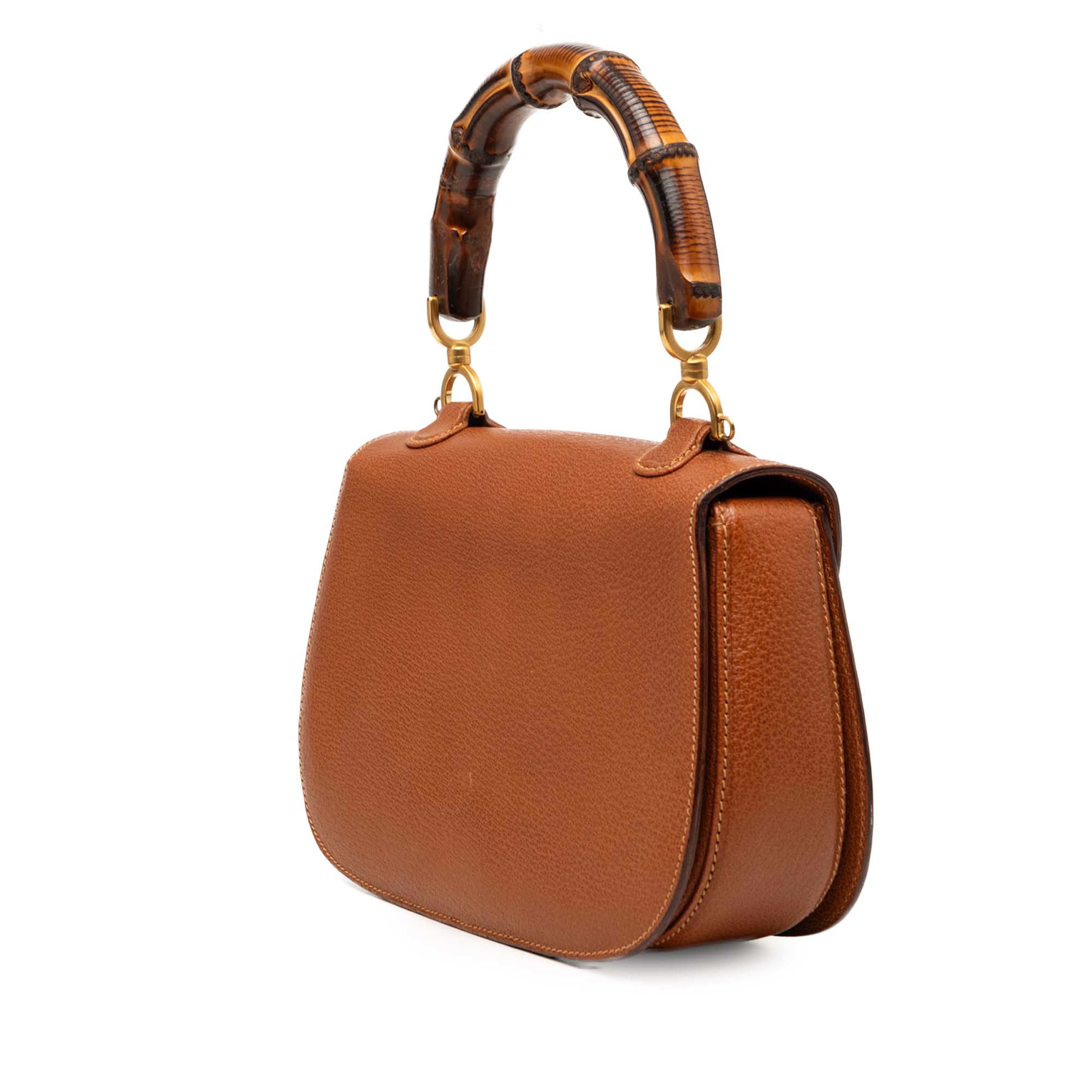 Gucci Grained Calfskin Bamboo Night, från Luxclusif, i färgen brun. Klicka för att öppna bilden i stort format