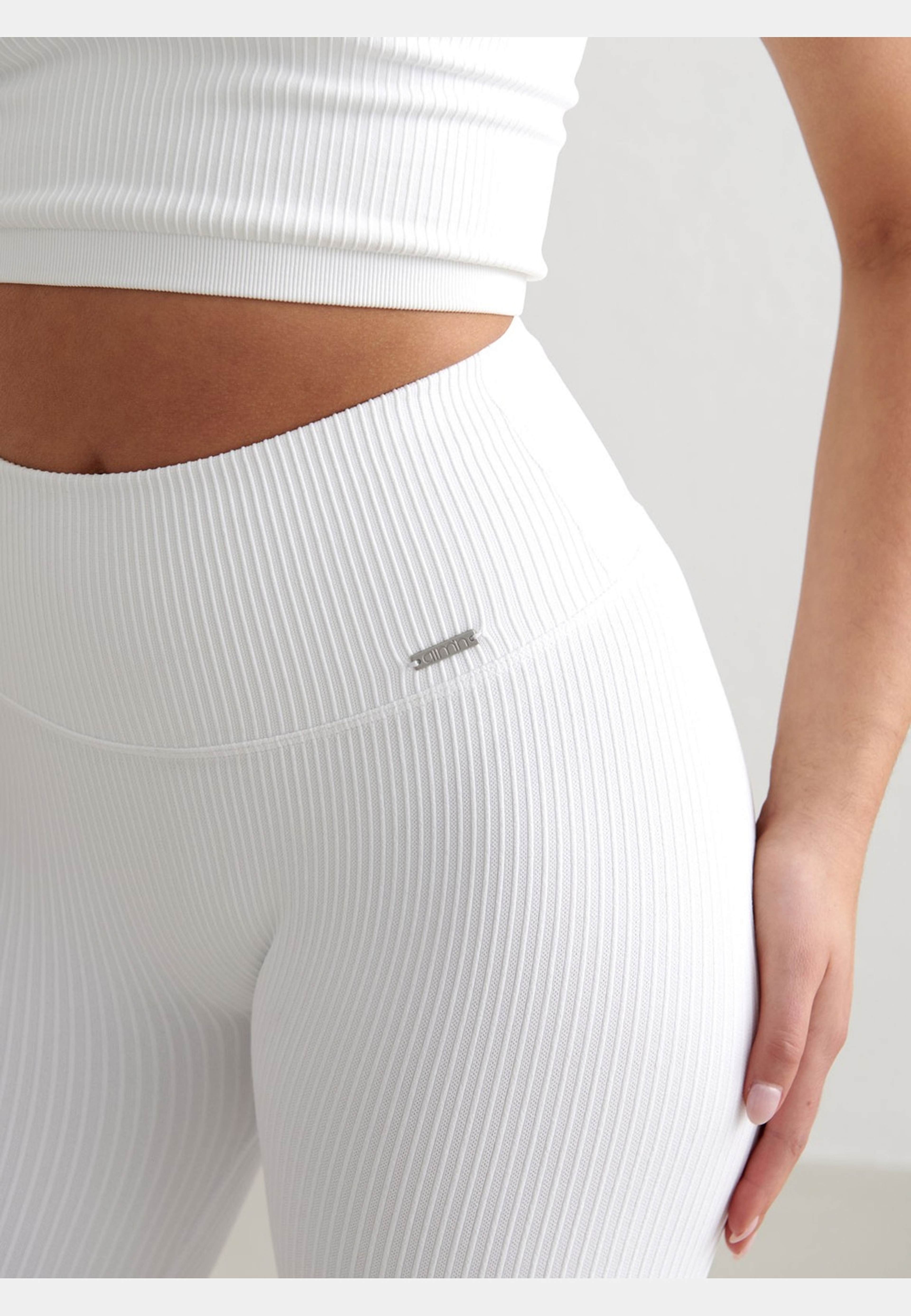 White Ribbed Seamless Biker Shorts