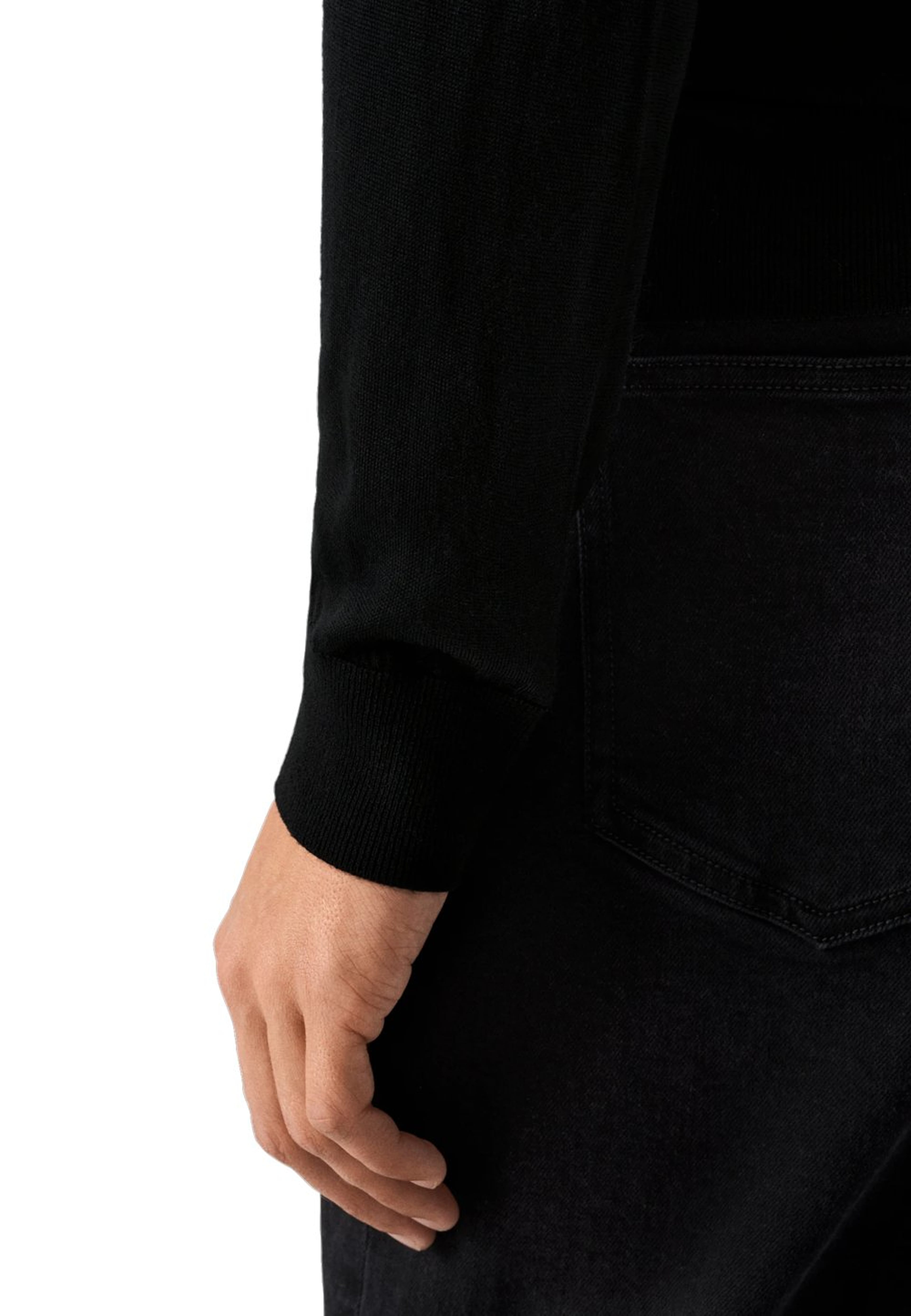 Finstickad Polotröja, från Eton, i färgen black. Klicka för att öppna bilden i stort format