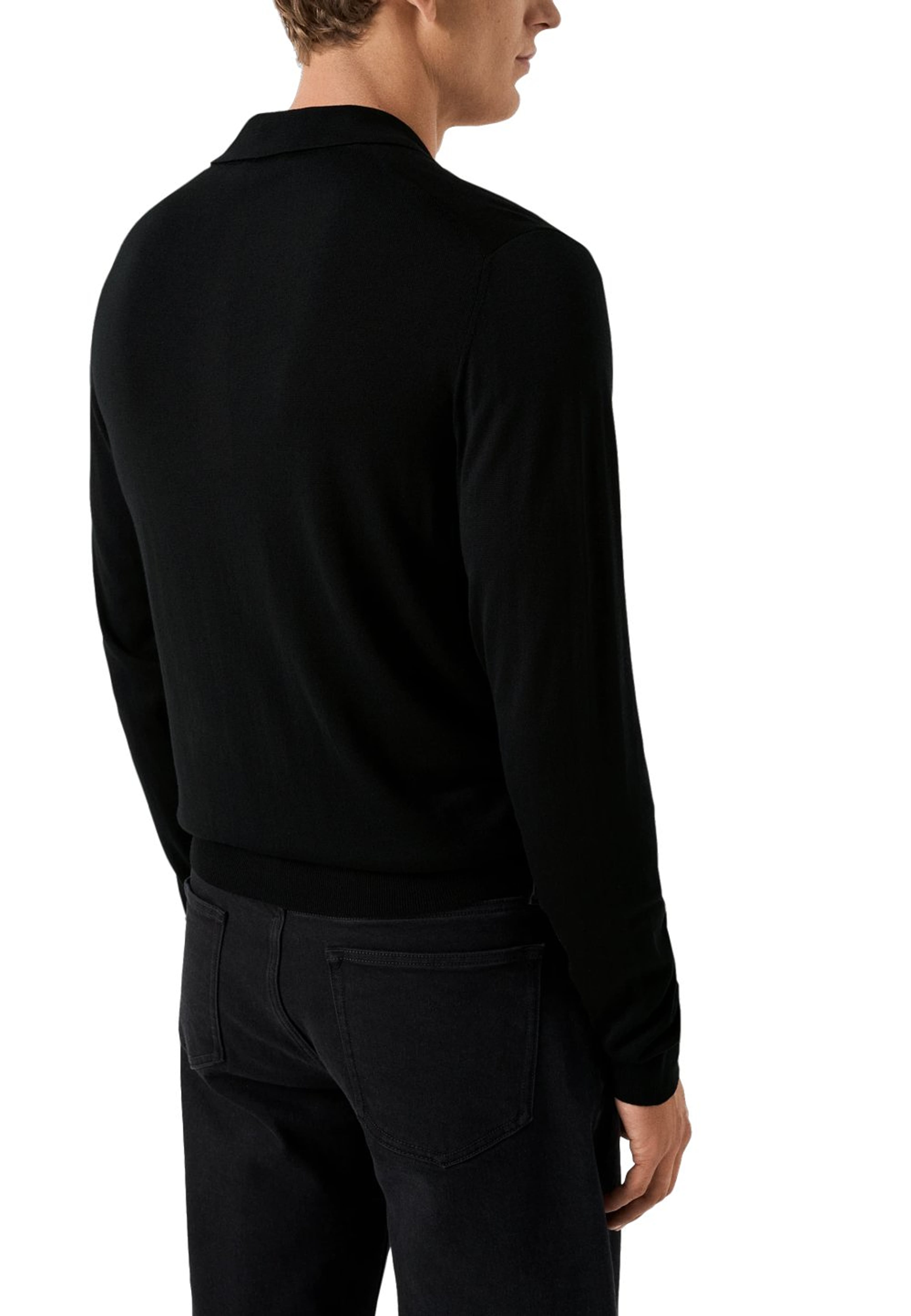 Finstickad Polotröja, från Eton, i färgen black. Klicka för att öppna bilden i stort format