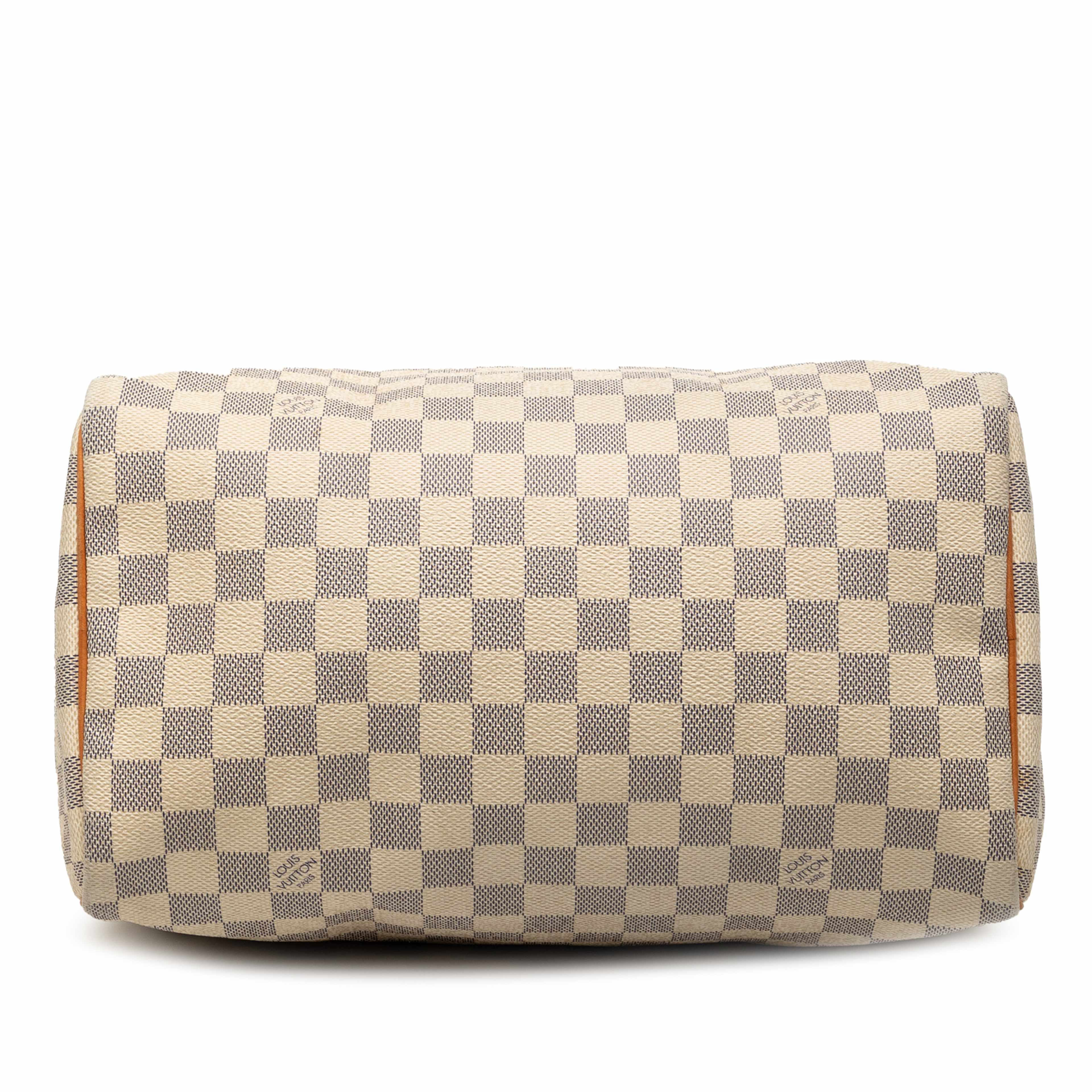 Louis Vuitton Damier Azur Speedy 30, från Luxclusif, i färgen white. Klicka för att öppna bilden i stort format
