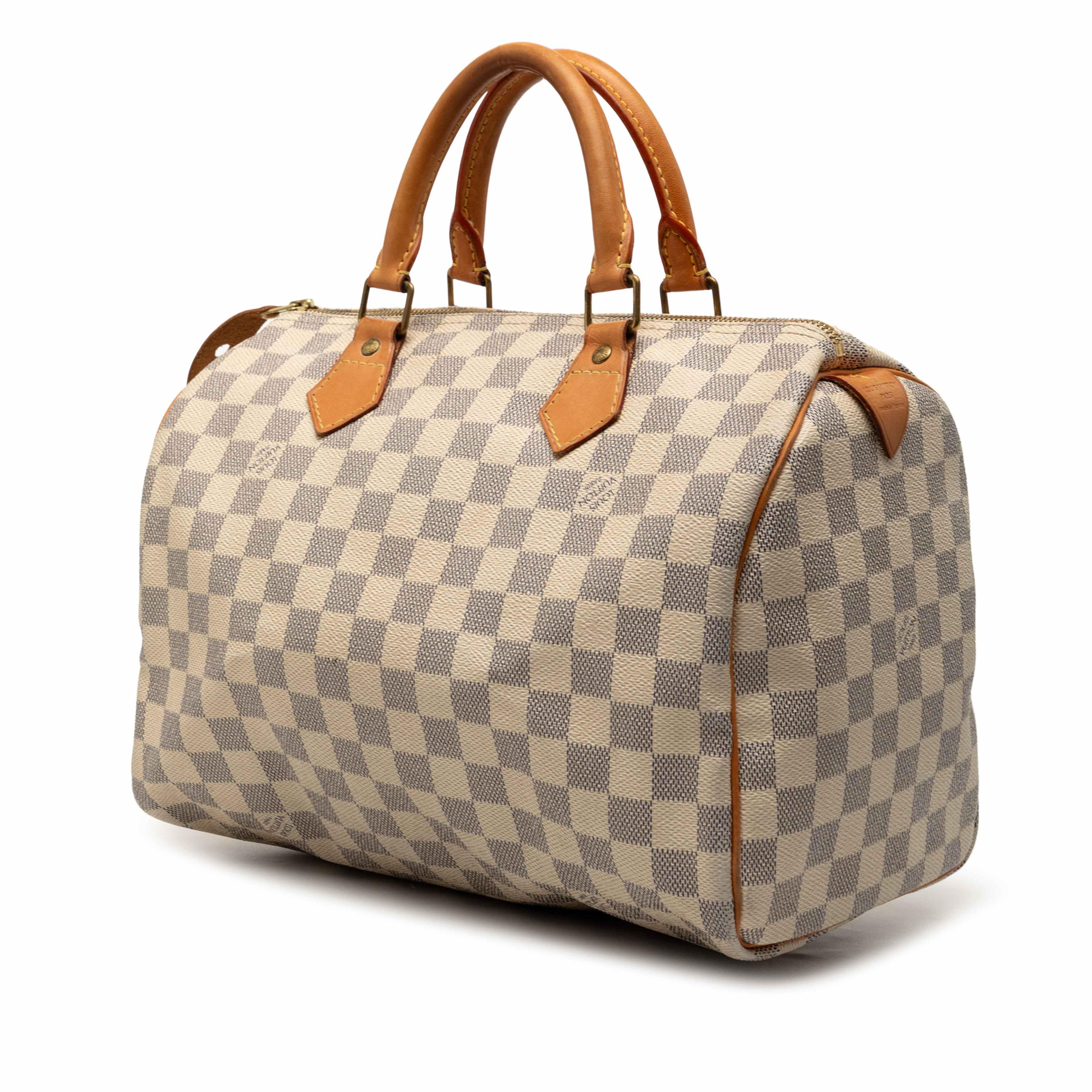 Louis Vuitton Damier Azur Speedy 30, från Luxclusif, i färgen white. Klicka för att öppna bilden i stort format
