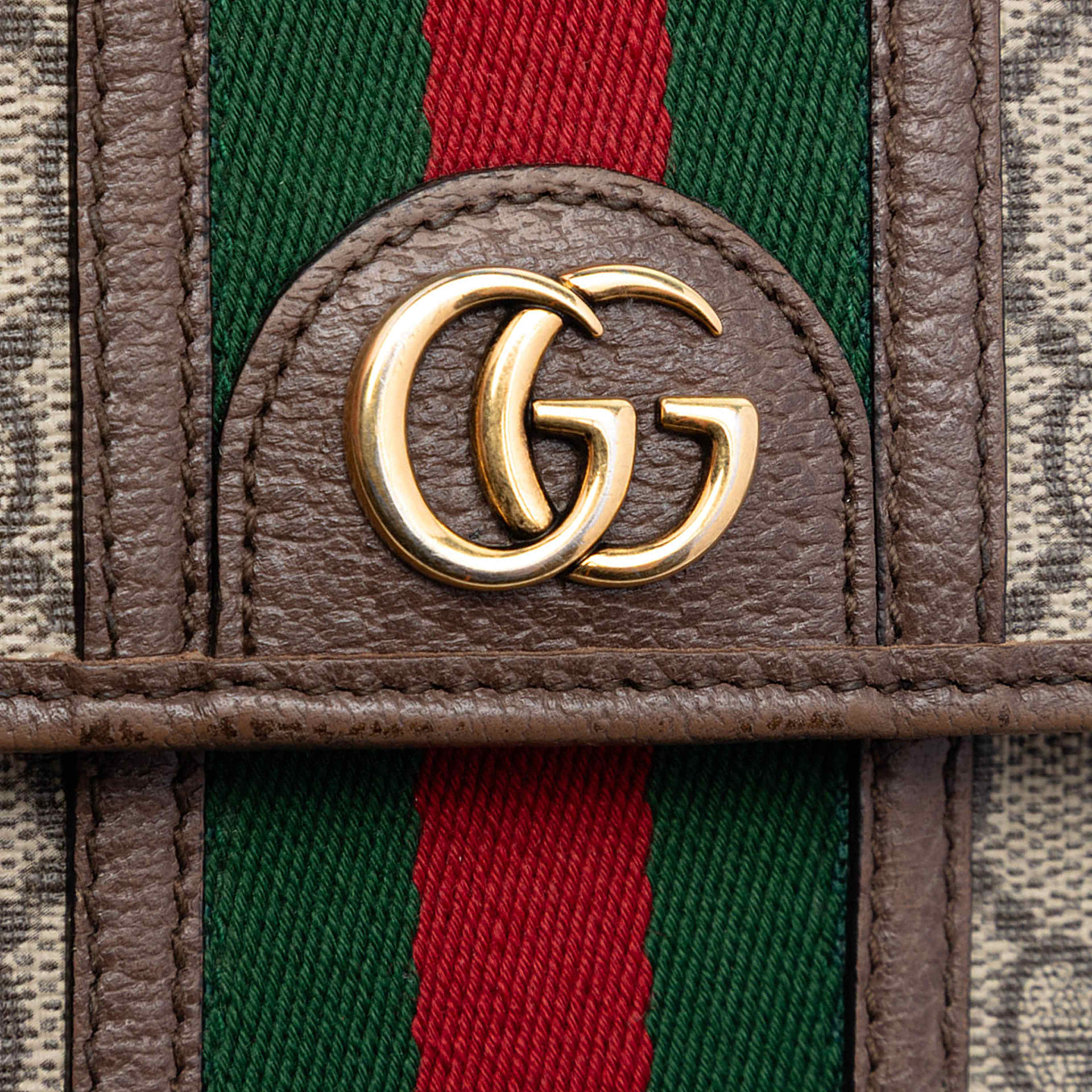 Gucci Mini Gg Supreme Web Ophidia Crossbody, från Luxclusif, i färgen beige. Klicka för att öppna bilden i stort format