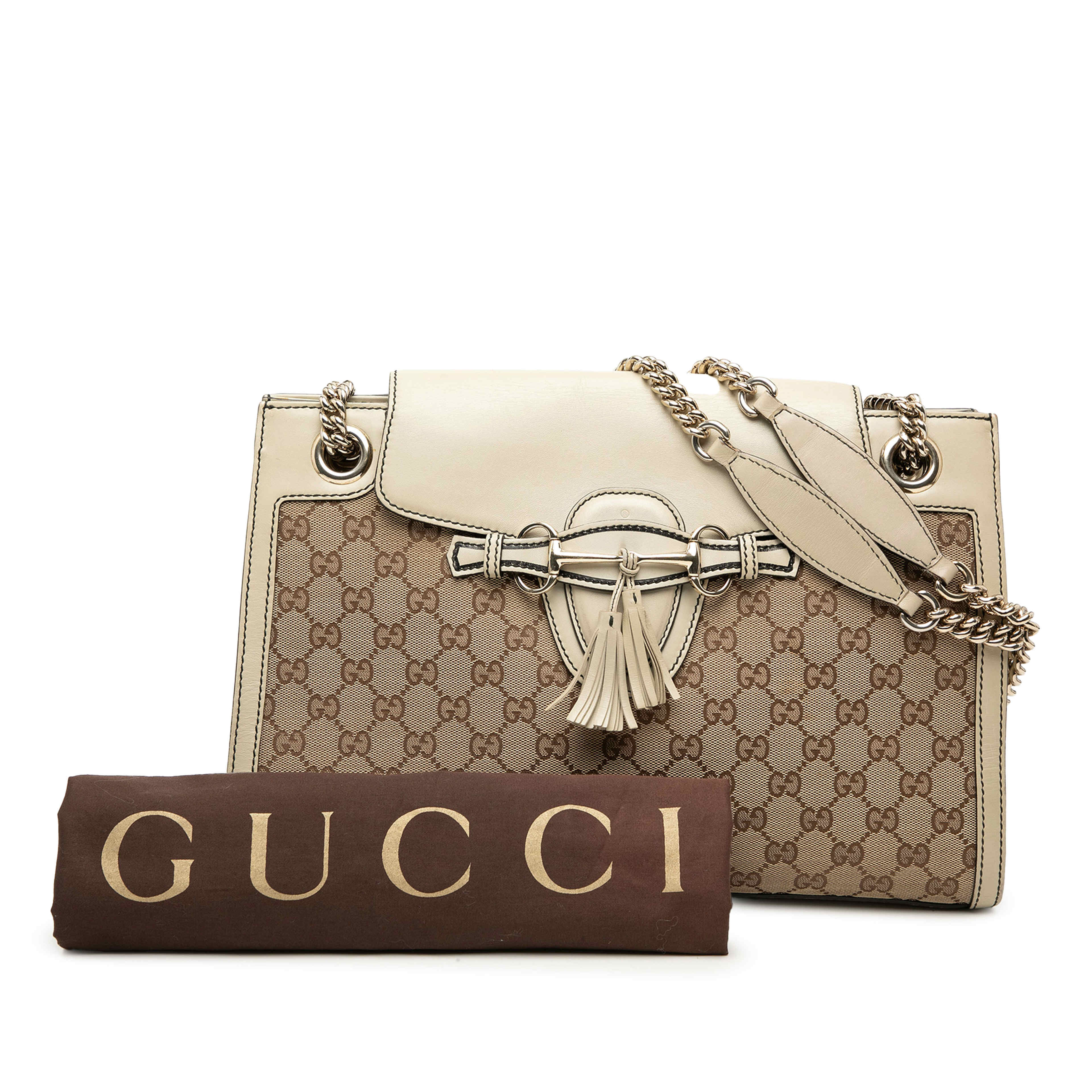 Gucci Large Gg Canvas Emily Shoulder Bag, från Luxclusif, i färgen vit. Klicka för att öppna bilden i stort format