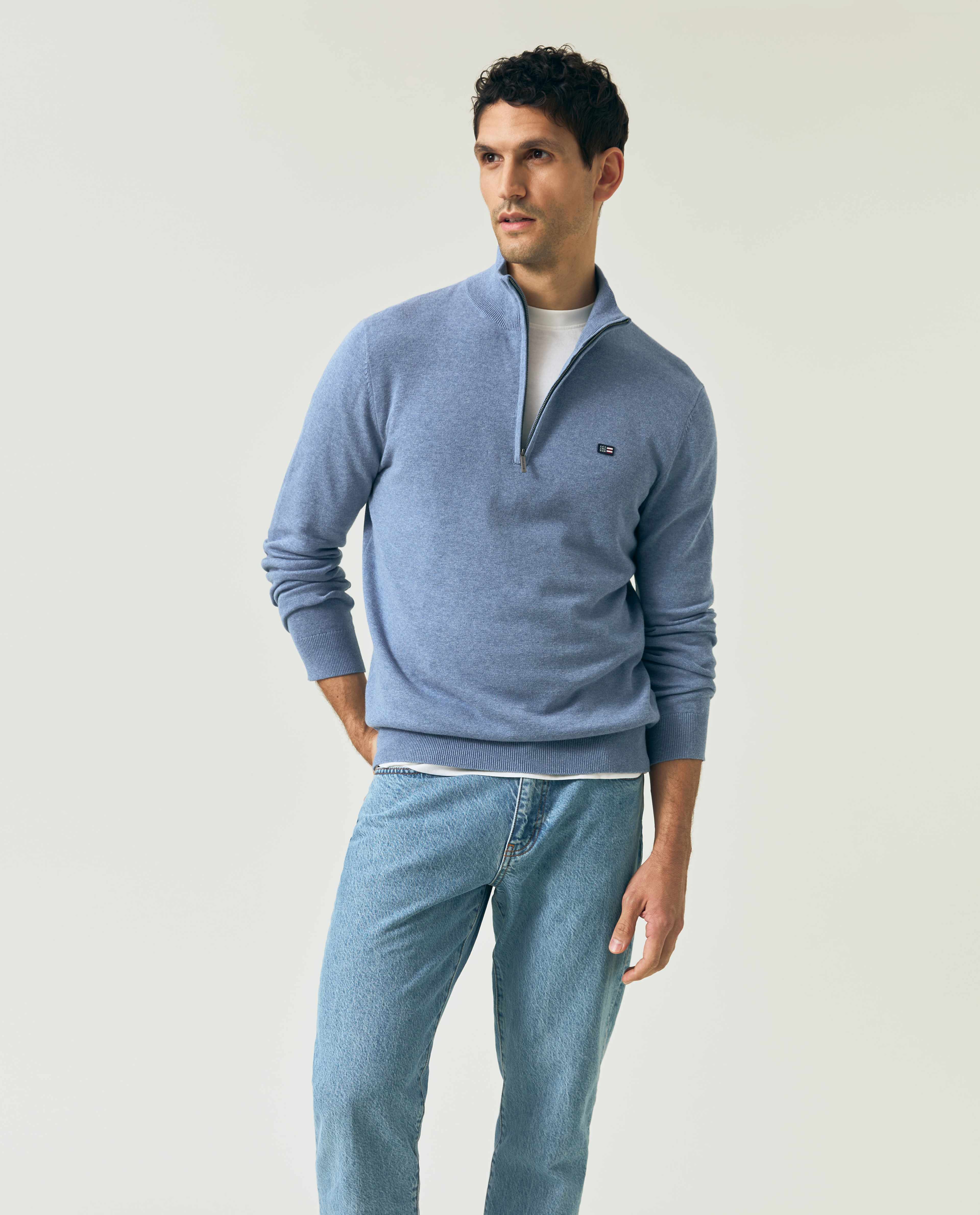 Cotton Half-zip Sweater