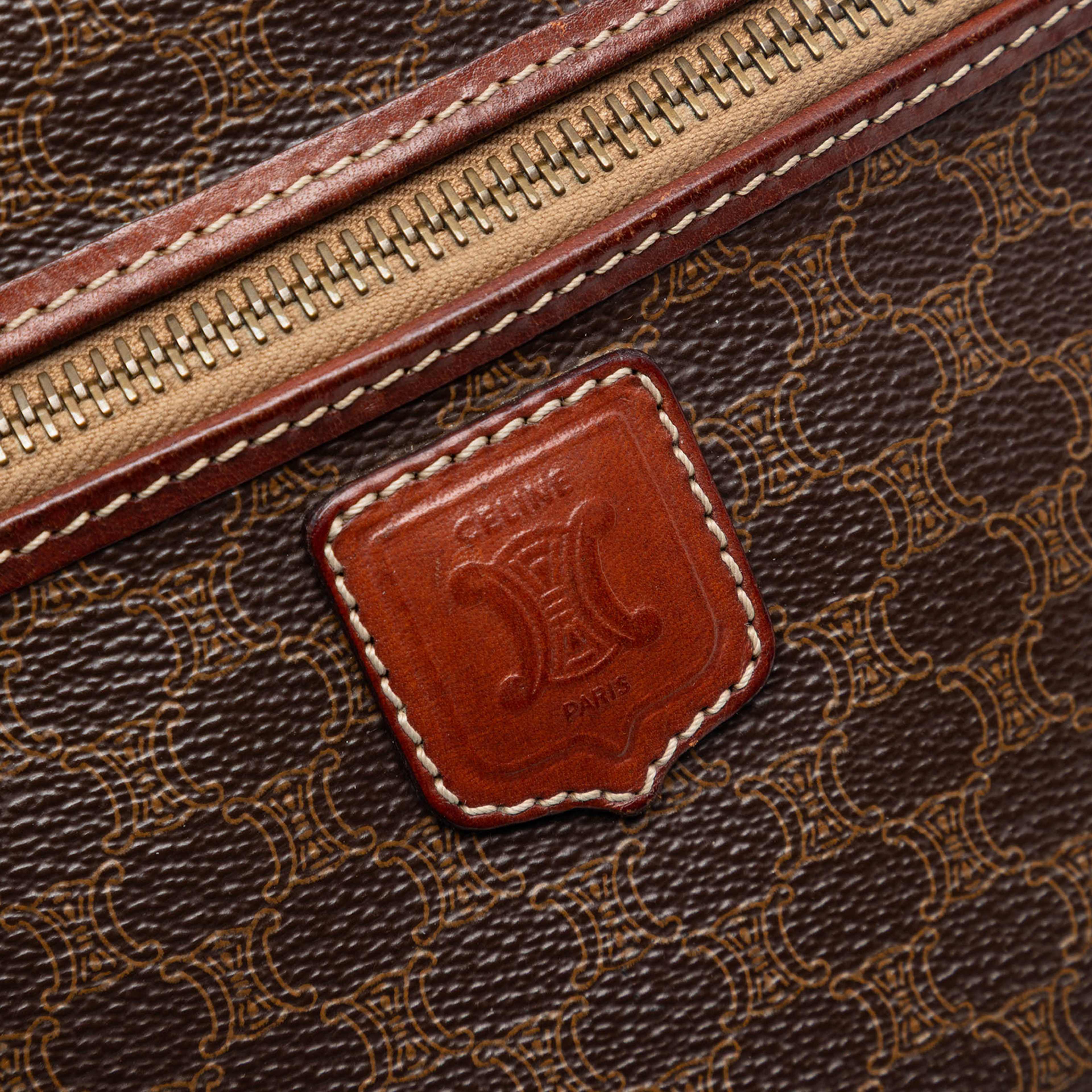 Celine Macadam Coated Canvas Crossbody, från Luxclusif, i färgen dark brown. Klicka för att öppna bilden i stort format