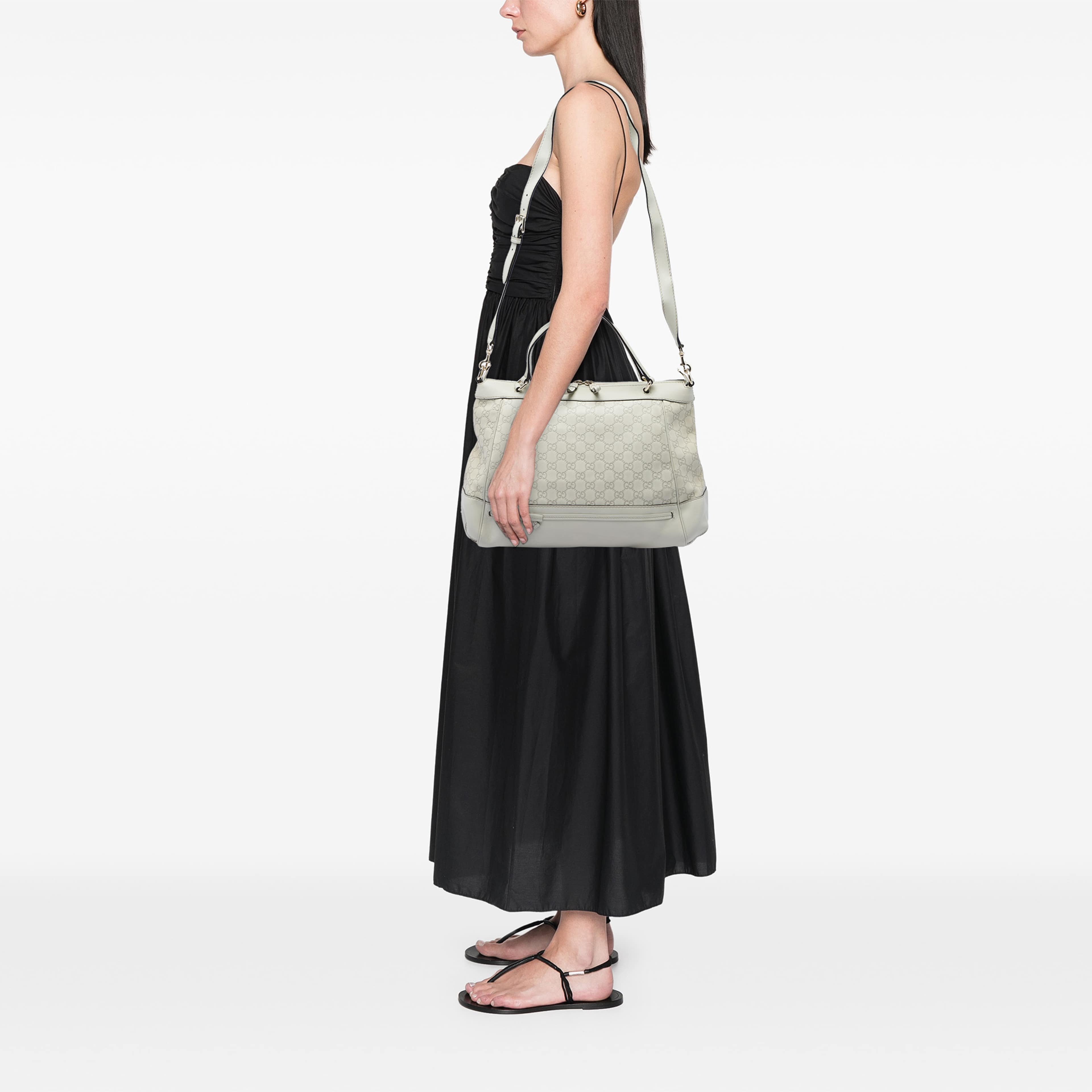 Gucci Guccissima Mayfair Satchel, från Luxclusif, i färgen vit. Klicka för att öppna bilden i stort format