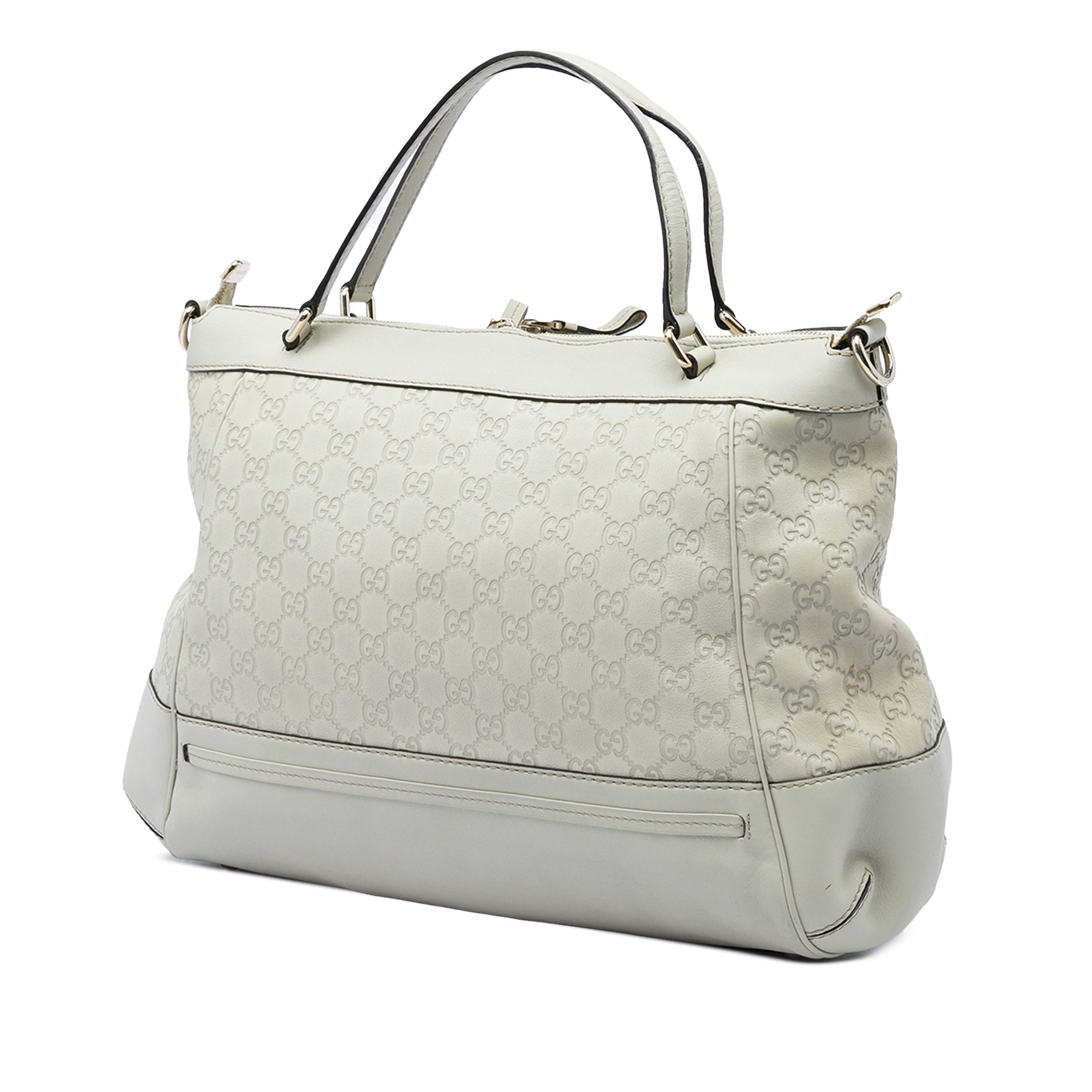 Gucci Guccissima Mayfair Satchel, från Luxclusif, i färgen vit. Klicka för att öppna bilden i stort format