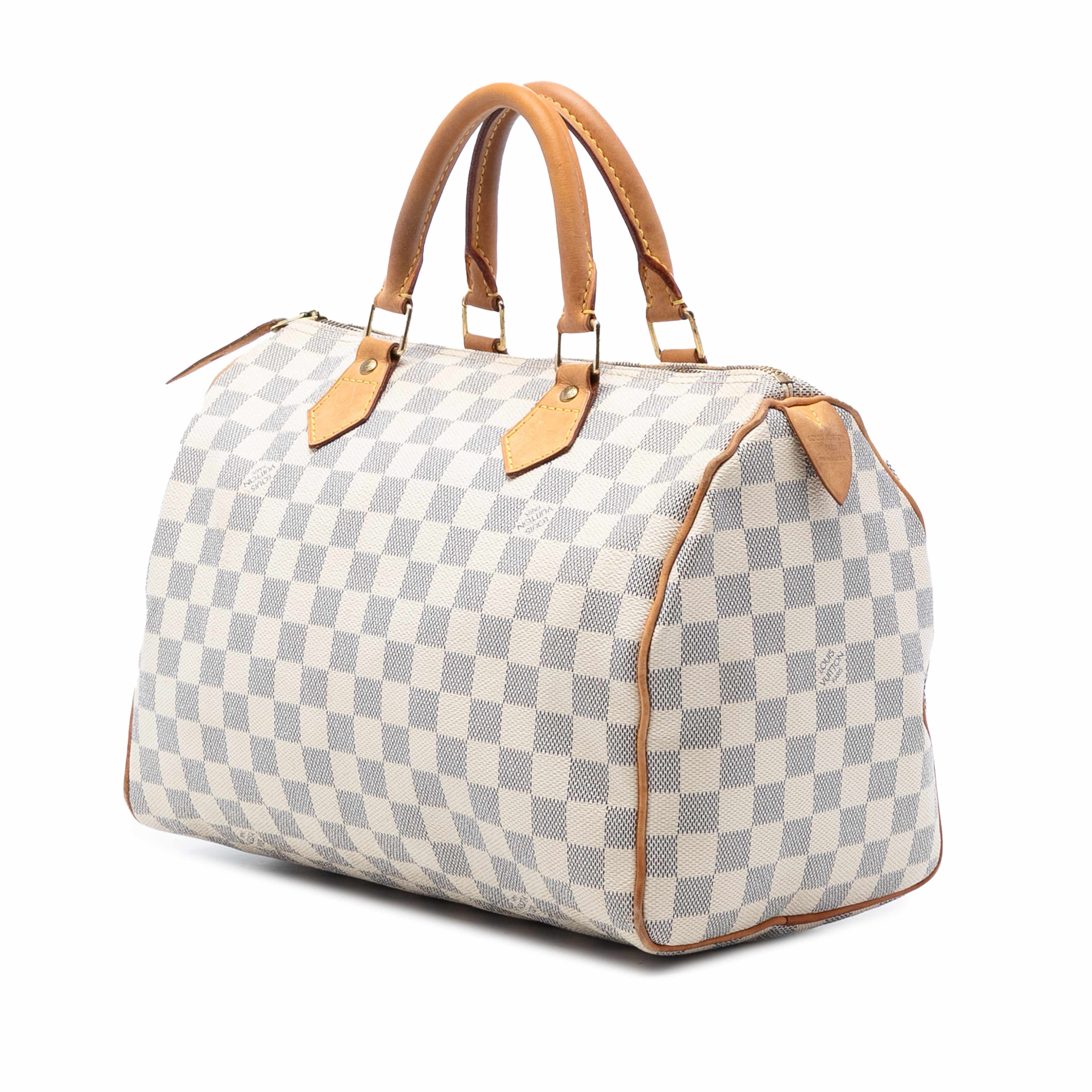 Louis Vuitton Damier Azur Speedy 30, från Luxclusif, i färgen white. Klicka för att öppna bilden i stort format