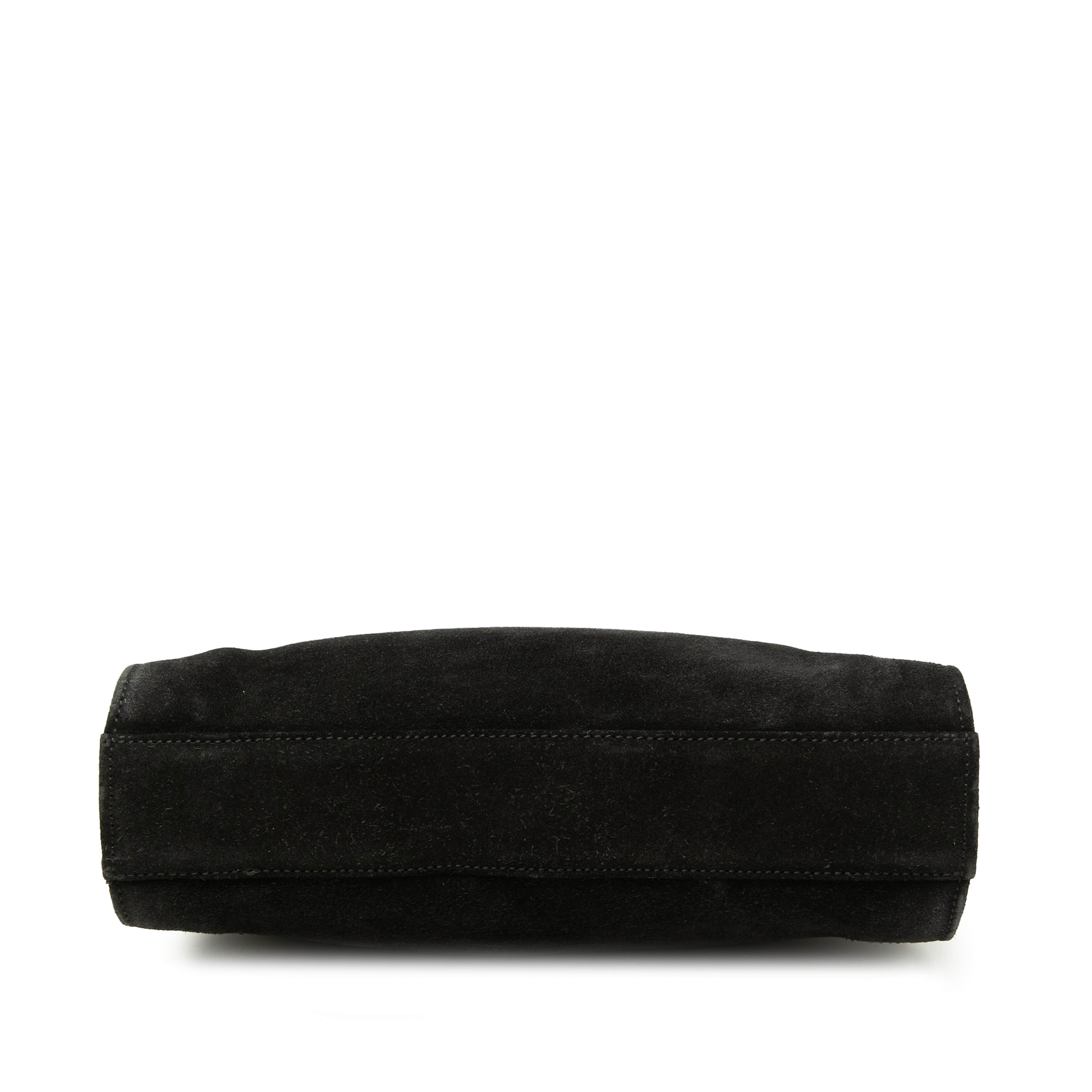 Gucci Suede Metal Handle Bag, från Luxclusif, i färgen svart. Klicka för att öppna bilden i stort format
