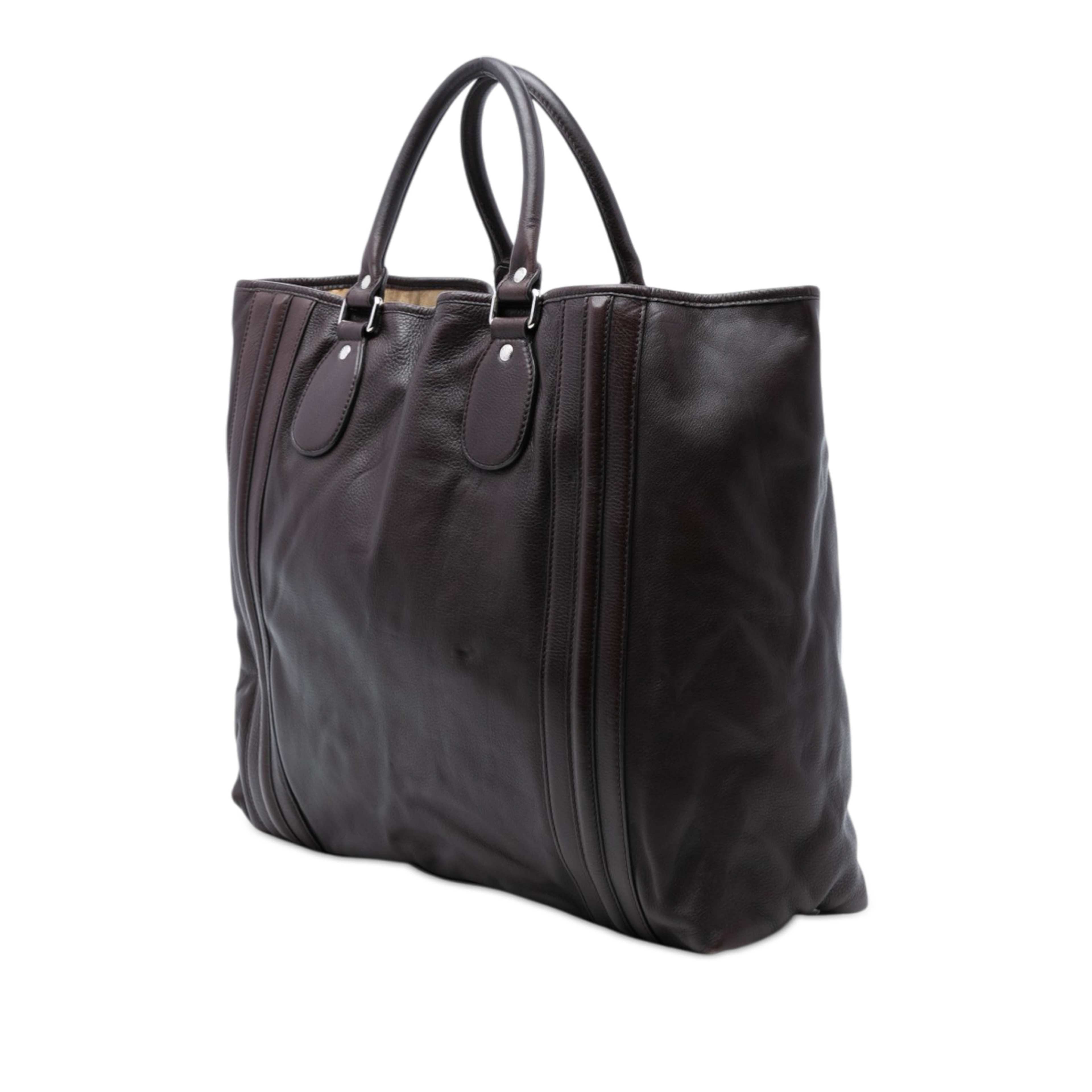 Gucci Leather Tote, från Luxclusif, i färgen brun. Klicka för att öppna bilden i stort format