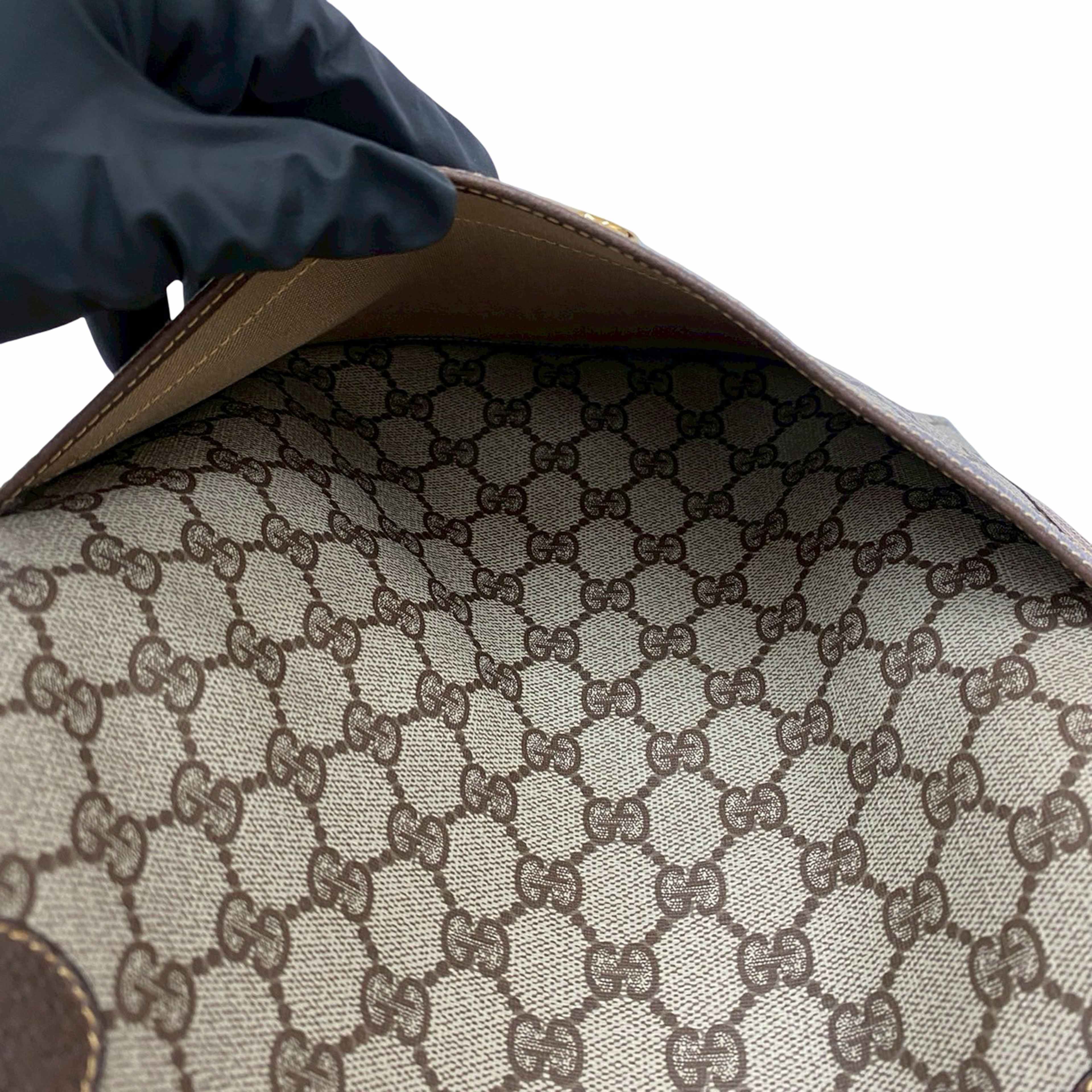 Gucci Gg Supreme Web Tote, från Luxclusif, i färgen beige. Klicka för att öppna bilden i stort format