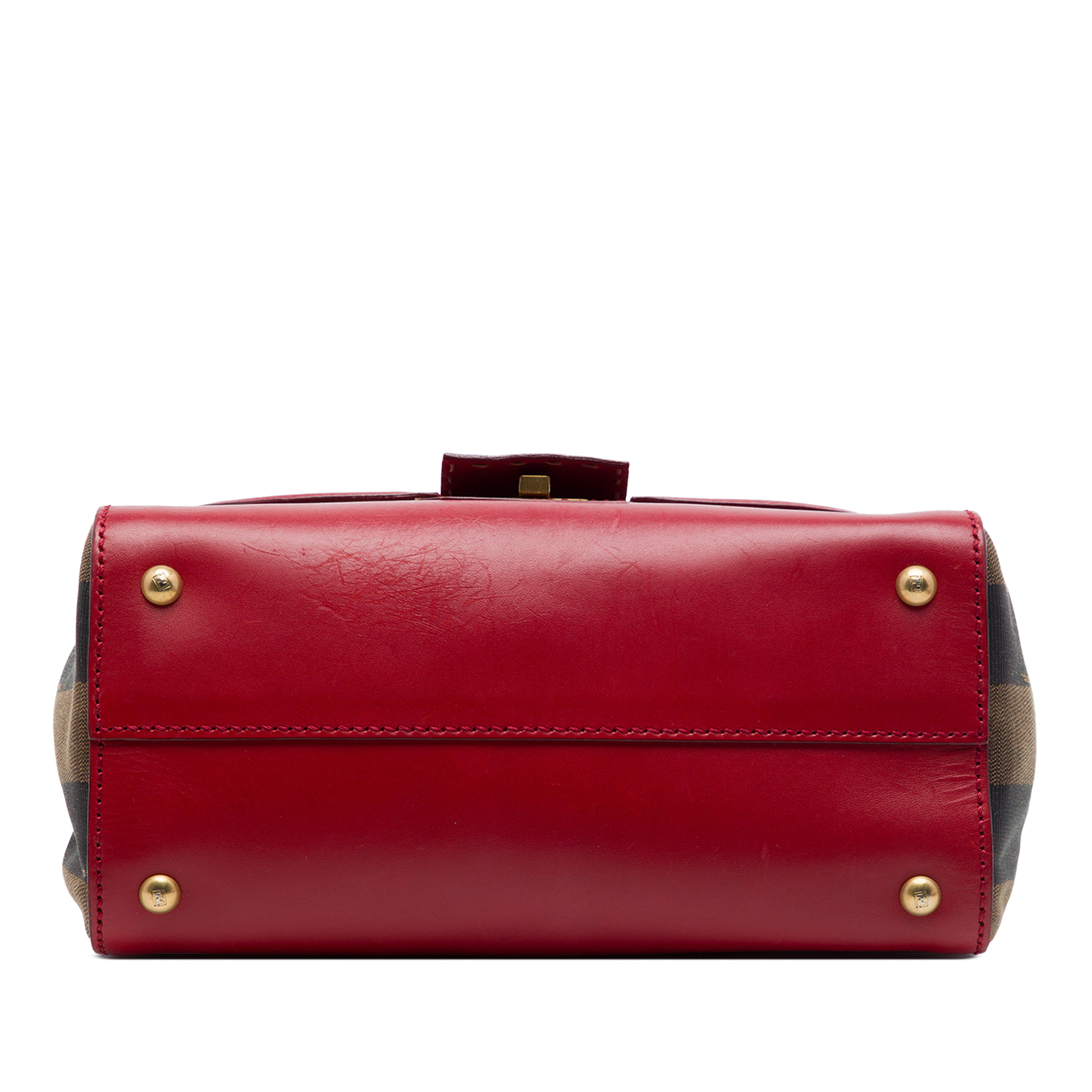 Fendi Leather And Pequin Canvas Selleria Silvana Satchel, från Luxclusif, i färgen röd. Klicka för att öppna bilden i stort format