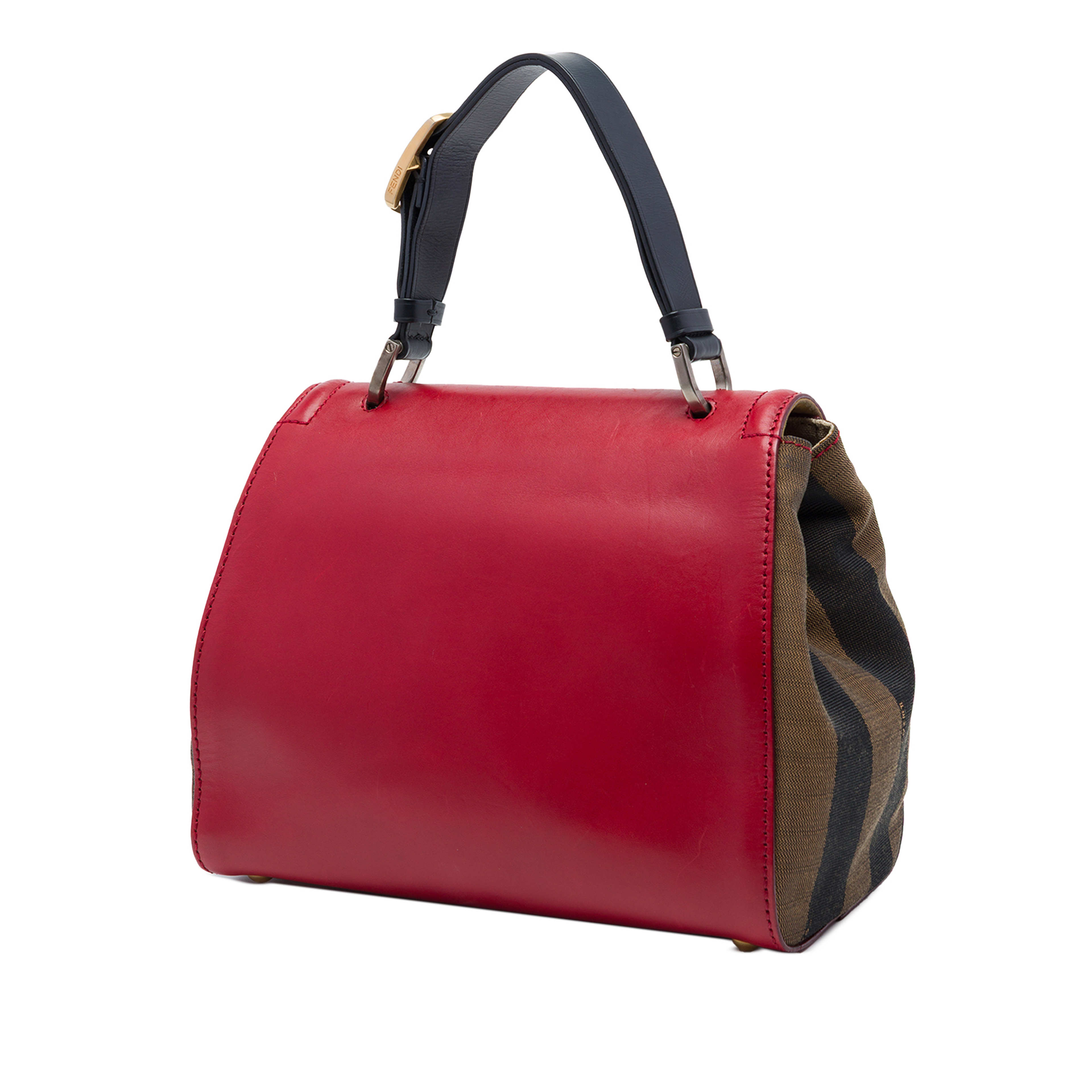 Fendi Leather And Pequin Canvas Selleria Silvana Satchel, från Luxclusif, i färgen röd. Klicka för att öppna bilden i stort format