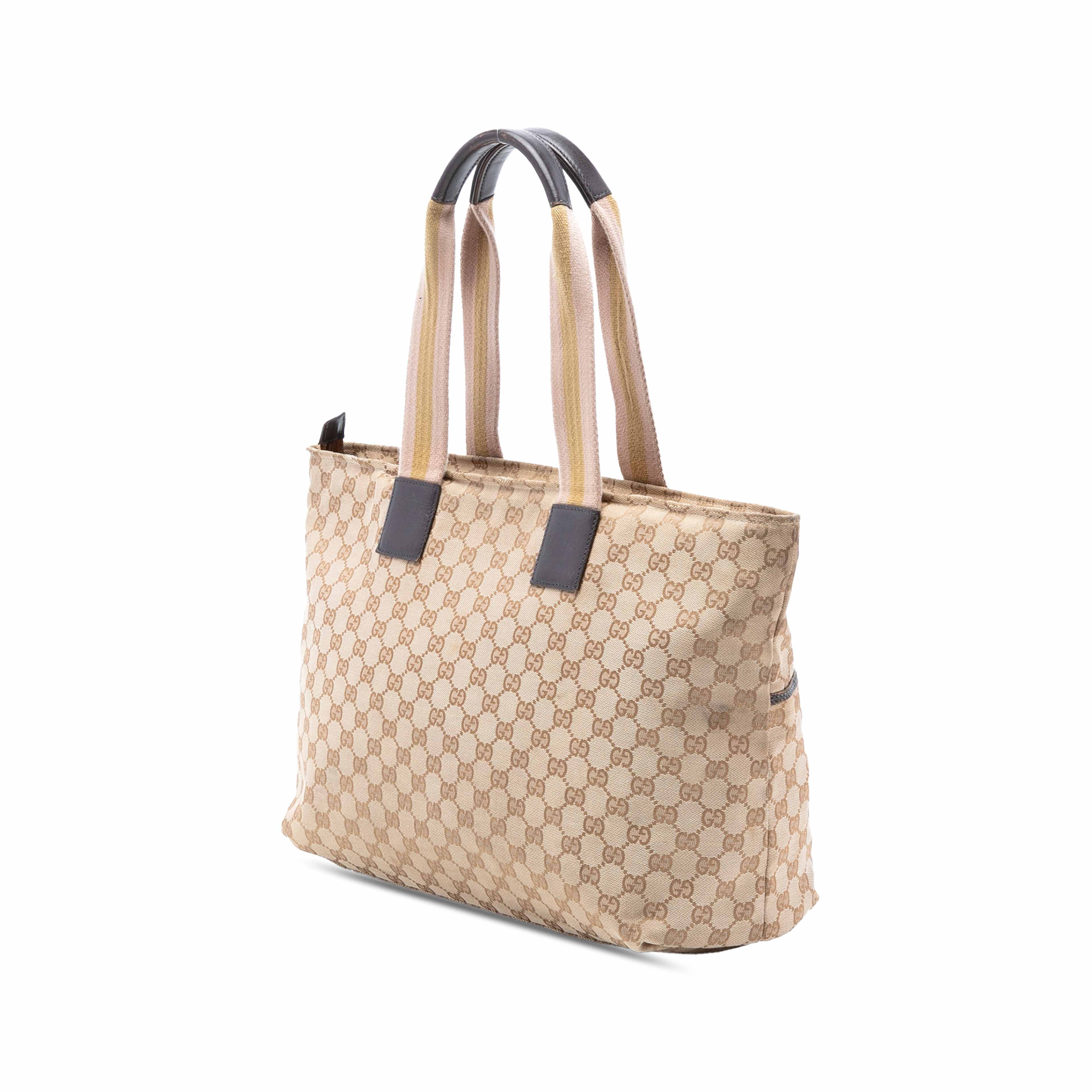 Gucci Gg Canvas Web Tote, från Luxclusif, i färgen beige. Klicka för att öppna bilden i stort format