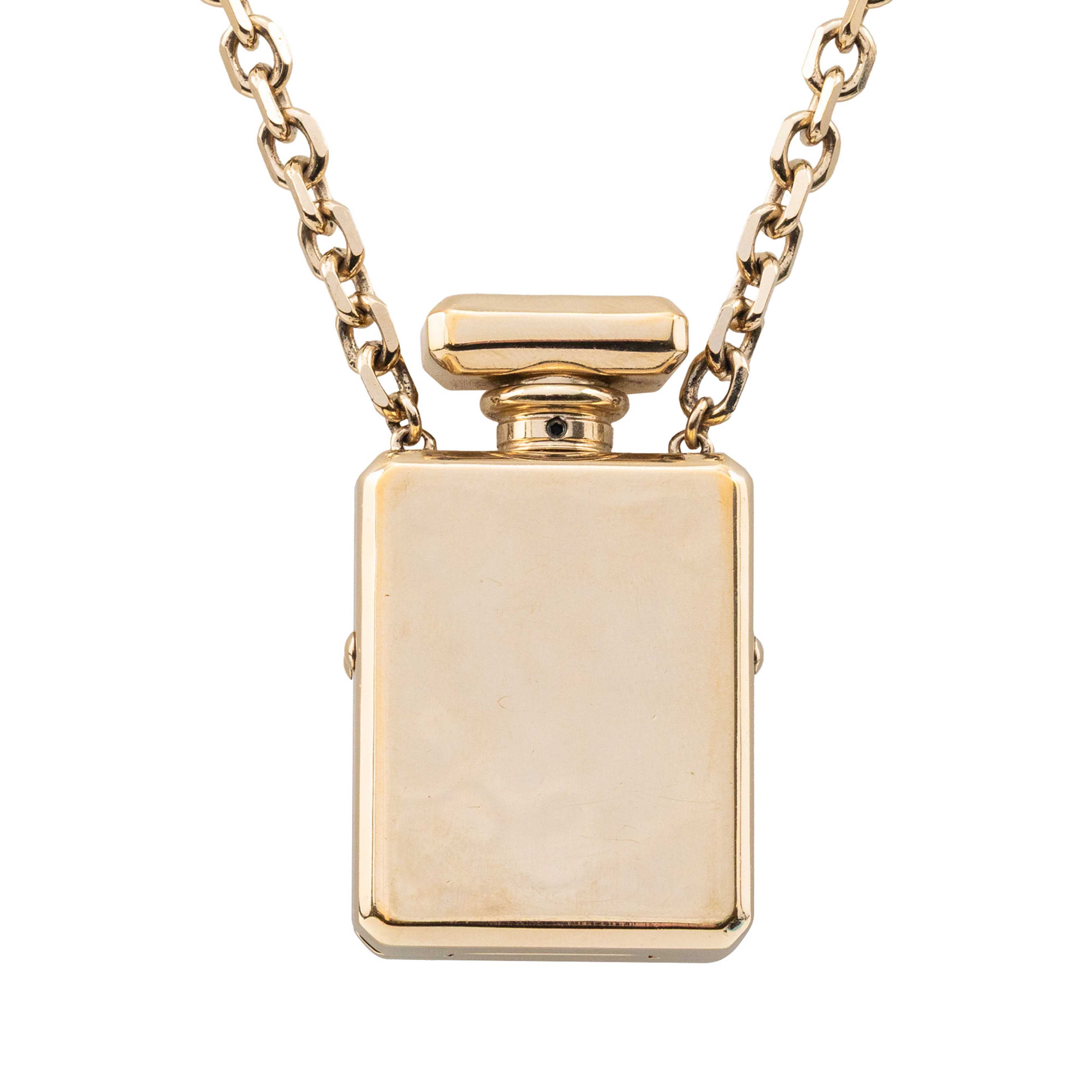 Chanel Cc Gold Plated Perfume Bottle Locket Pendant Necklace, från Luxclusif, i färgen gold. Klicka för att öppna bilden i stort format