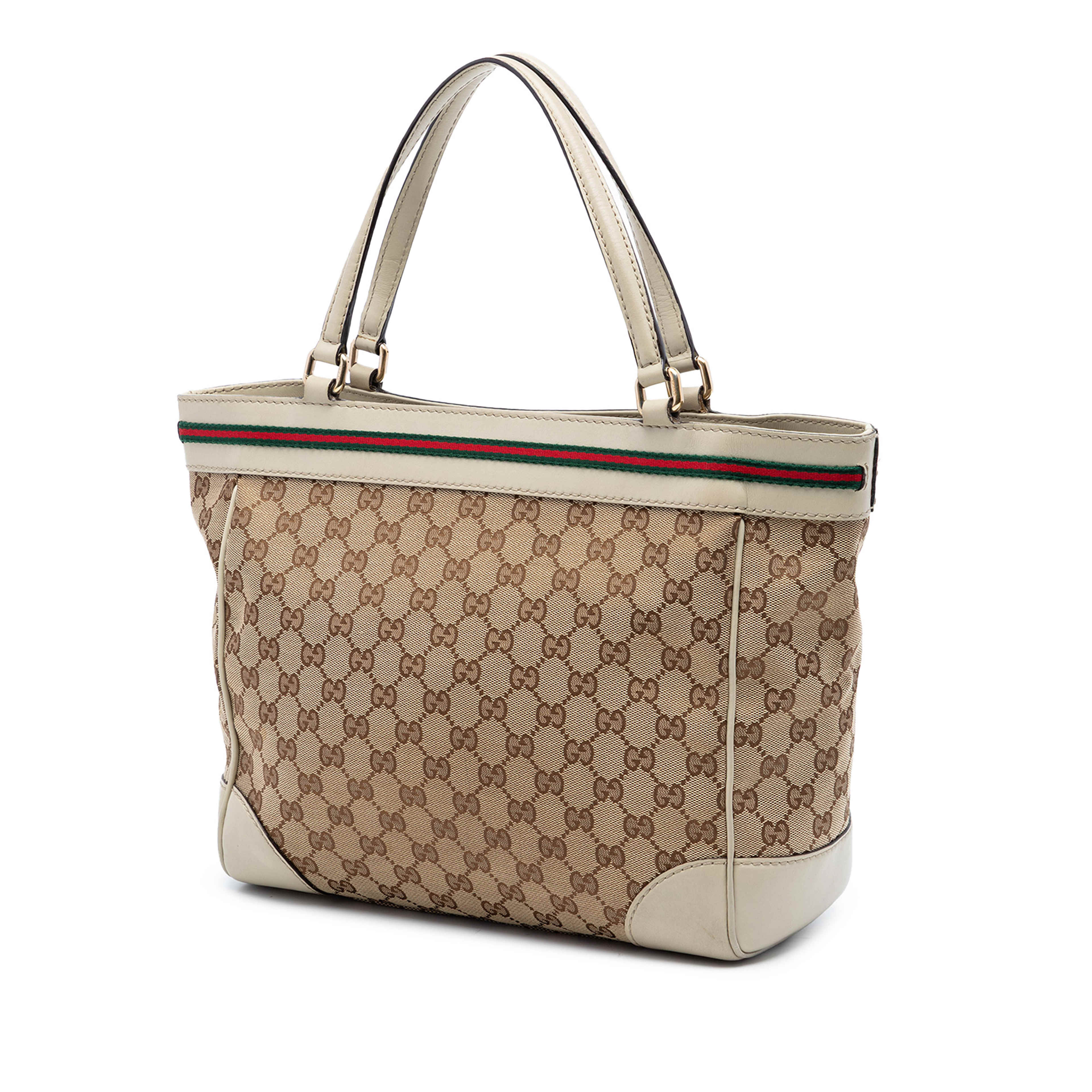 Gucci Gg Canvas Web Mayfair Tote, från Luxclusif, i färgen beige. Klicka för att öppna bilden i stort format