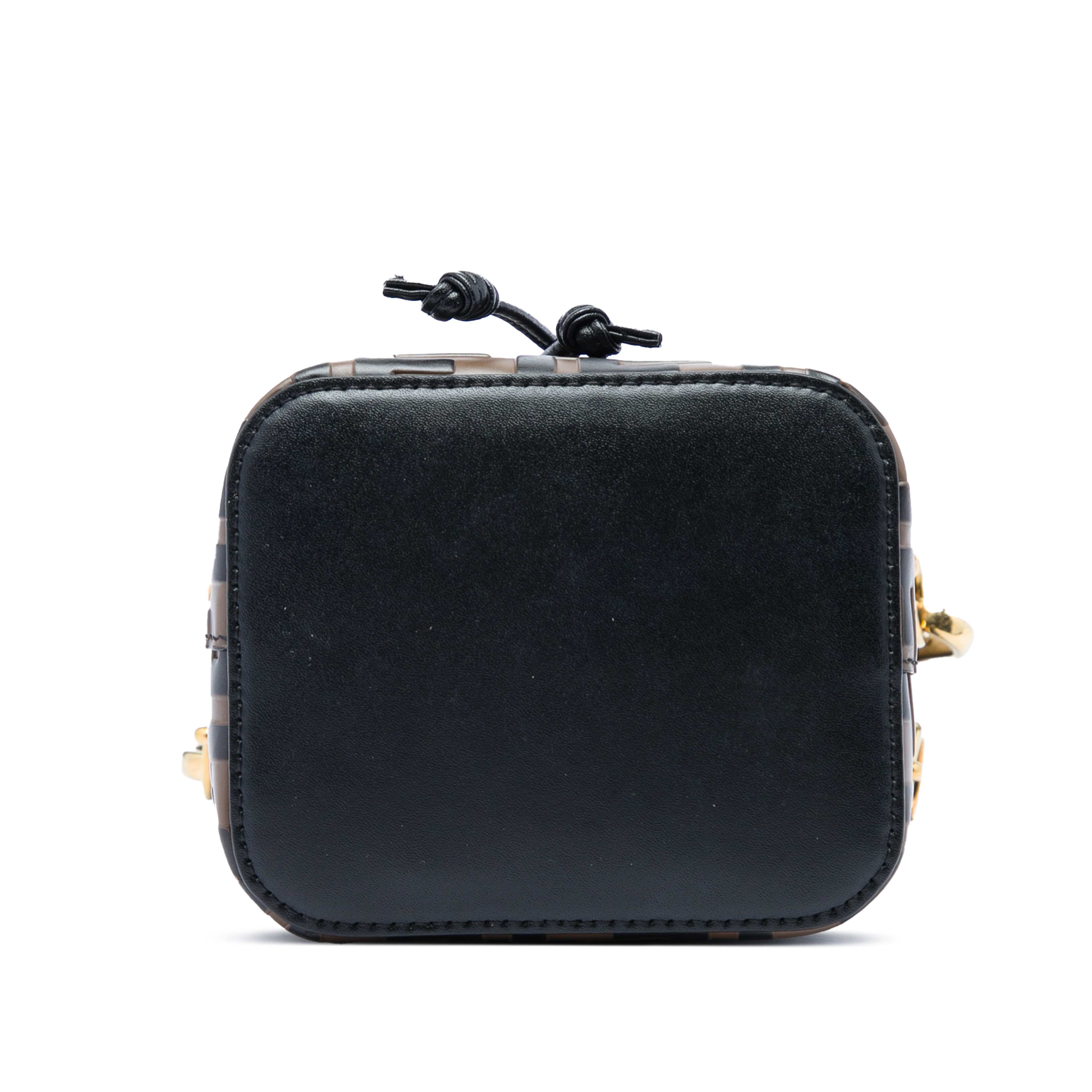 Fendi Mini Ff 1974 Embossed Leather Mon Tresor Bucket Bag, från Luxclusif, i färgen brun. Klicka för att öppna bilden i stort format
