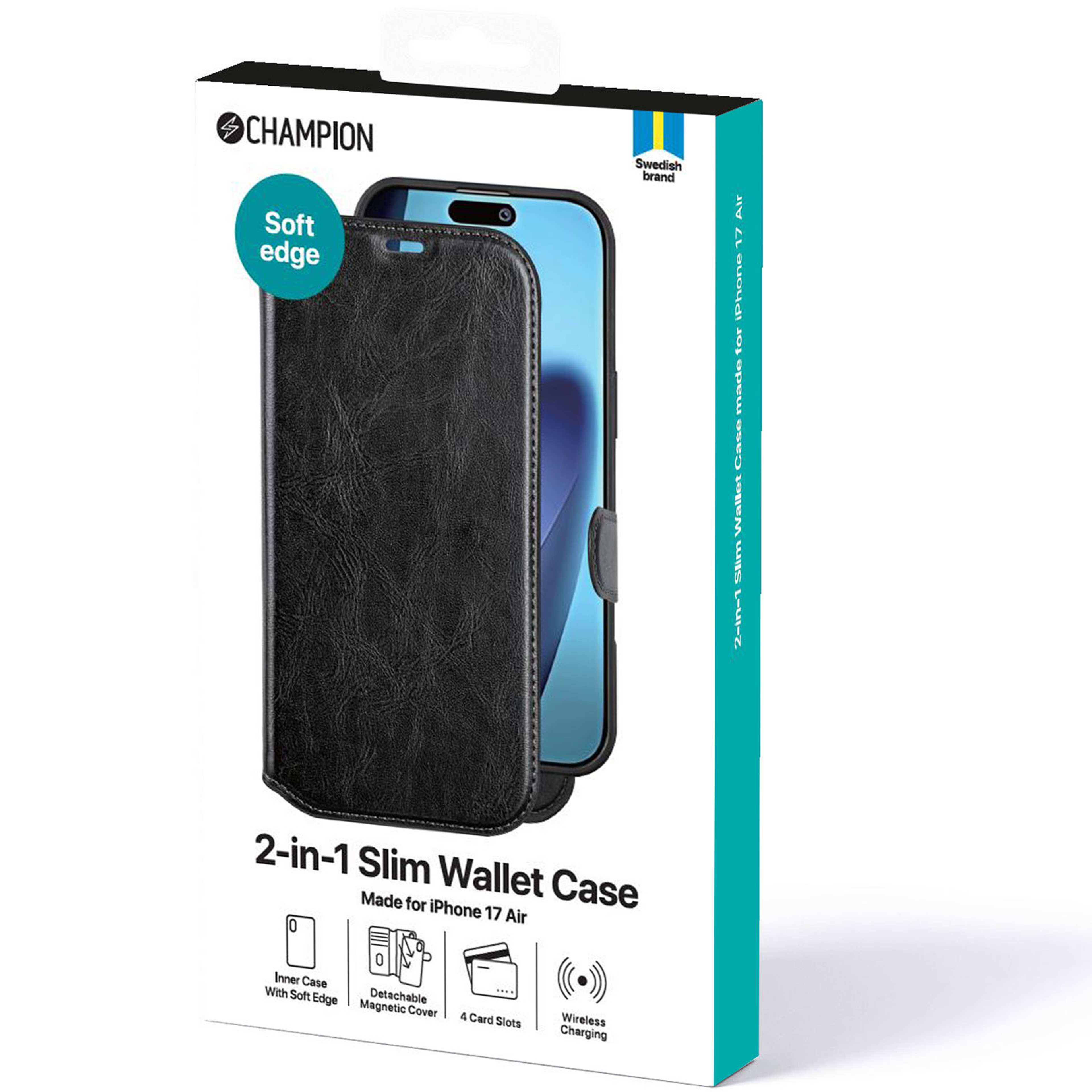 2-in-1 Slim Wallet Iphone Air, från Champion Nordic, i färgen svart. Klicka för att öppna bilden i stort format