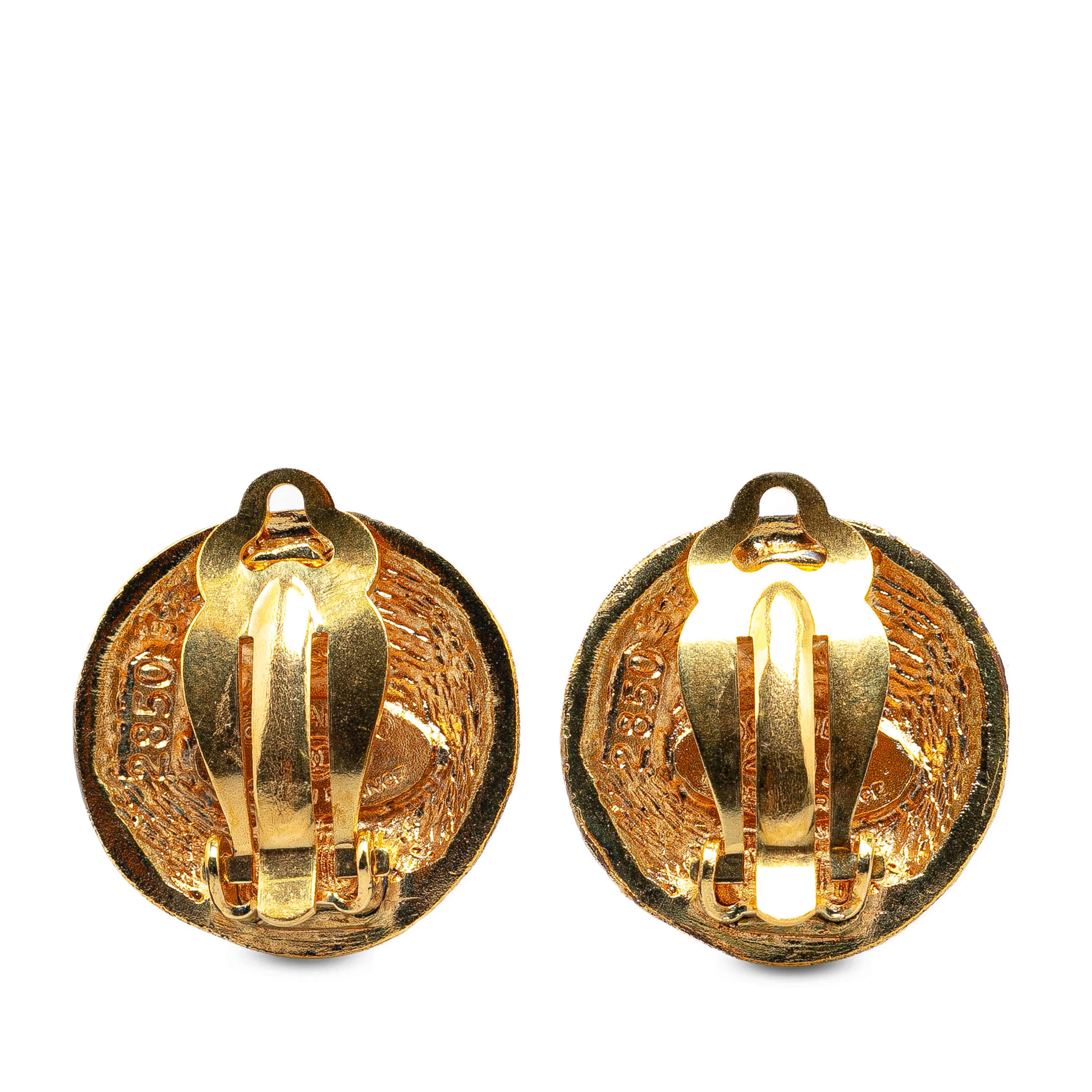 Chanel Gold Plated Cc Clip On Earrings