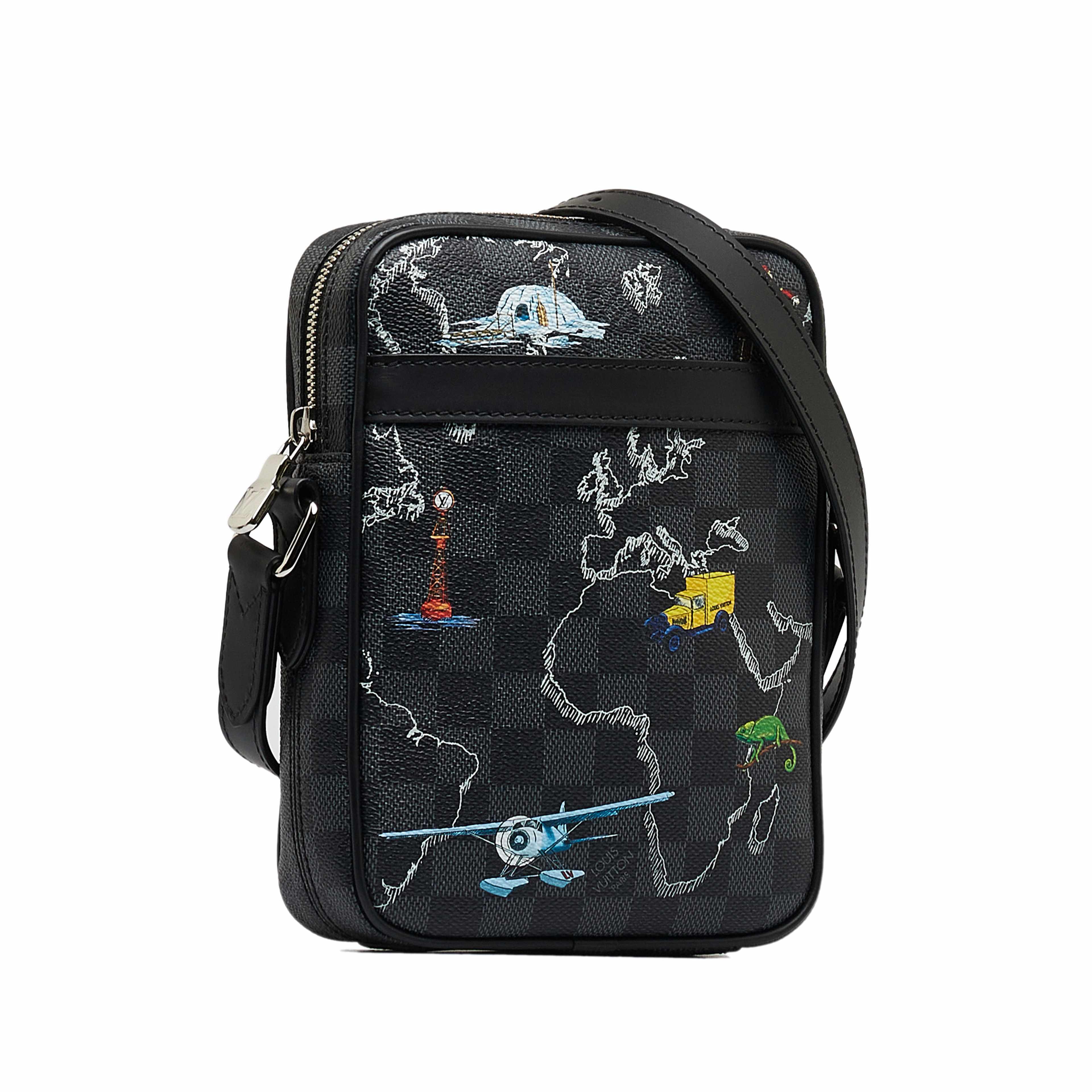 Louis Vuitton Damier Graphite Renaissance Map Danube Slim Pm
