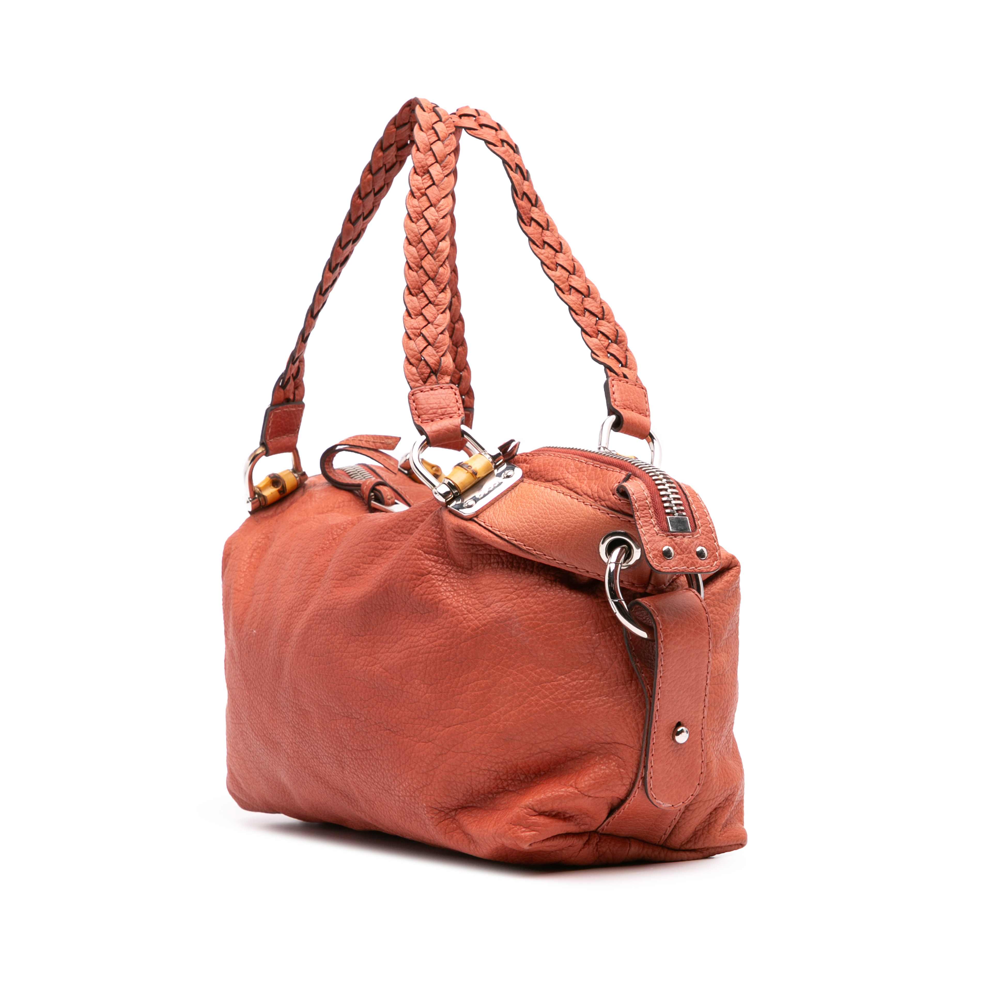 Gucci Medium Leather Bamboo Bar Tote, från Luxclusif, i färgen orange. Klicka för att öppna bilden i stort format