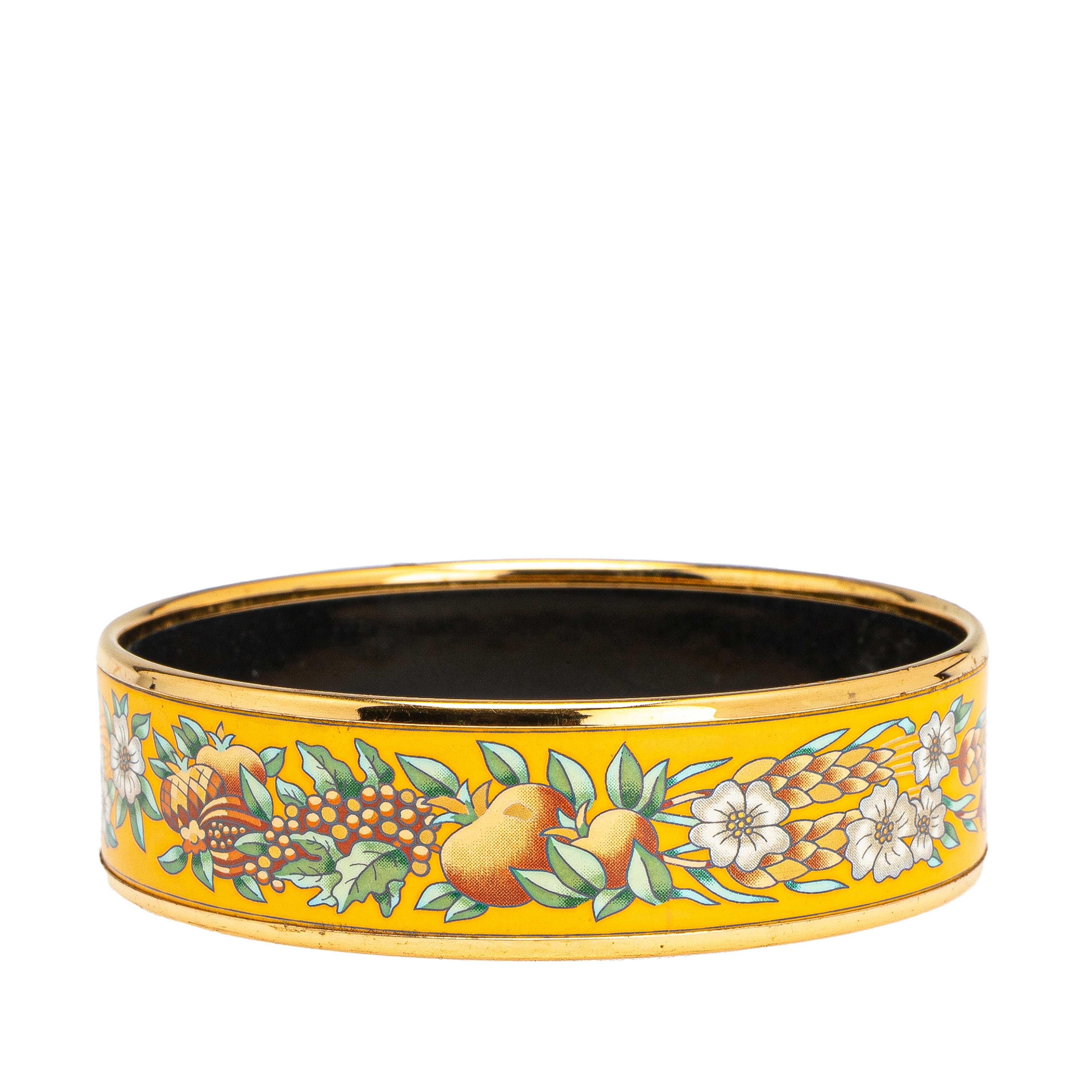 Hermès Wide Enamel Wheat And Fruits Bangle Gm, från Luxclusif, i färgen yellow. Klicka för att öppna bilden i stort format