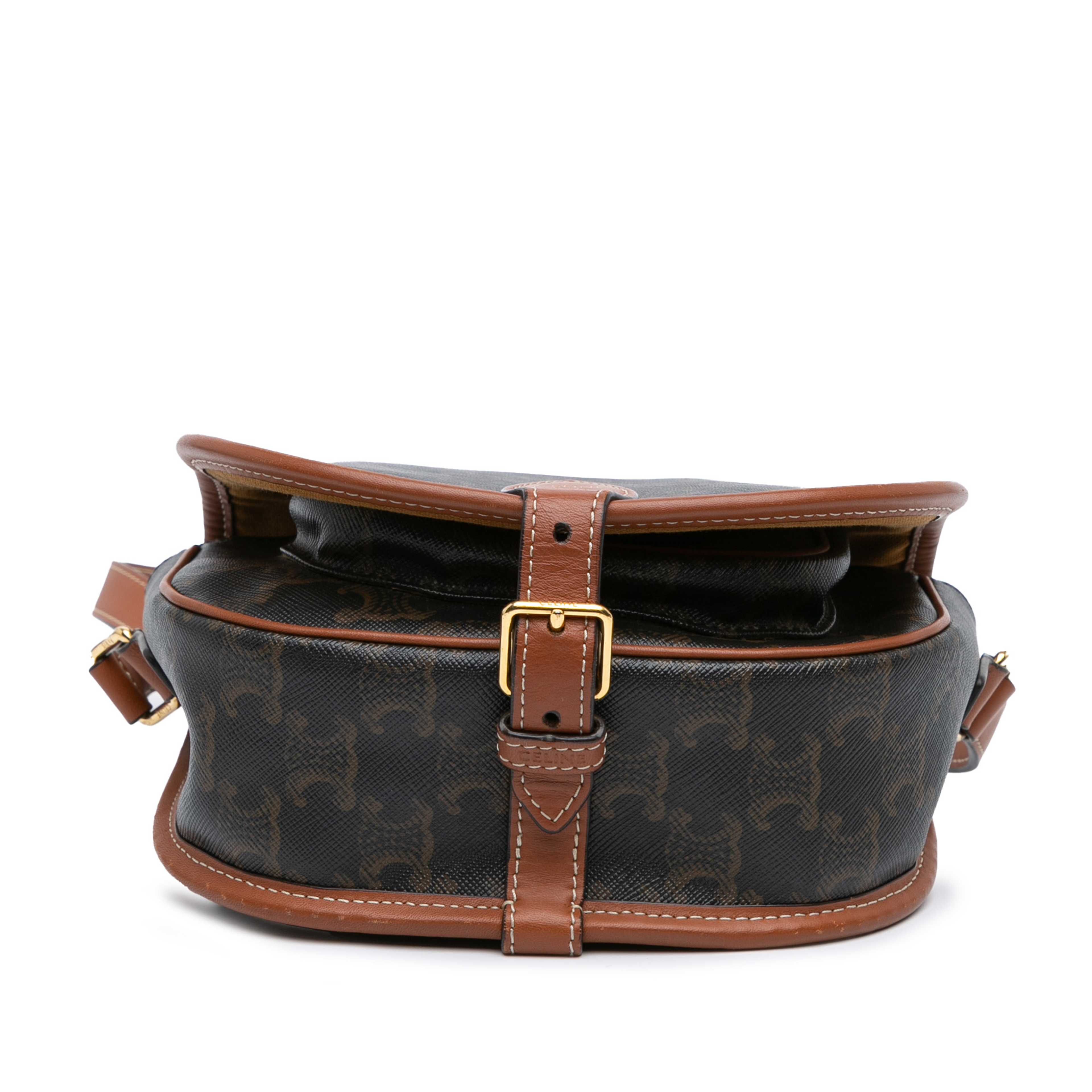 Celine Medium Triomphe Coated Canvas Folco Crossbody