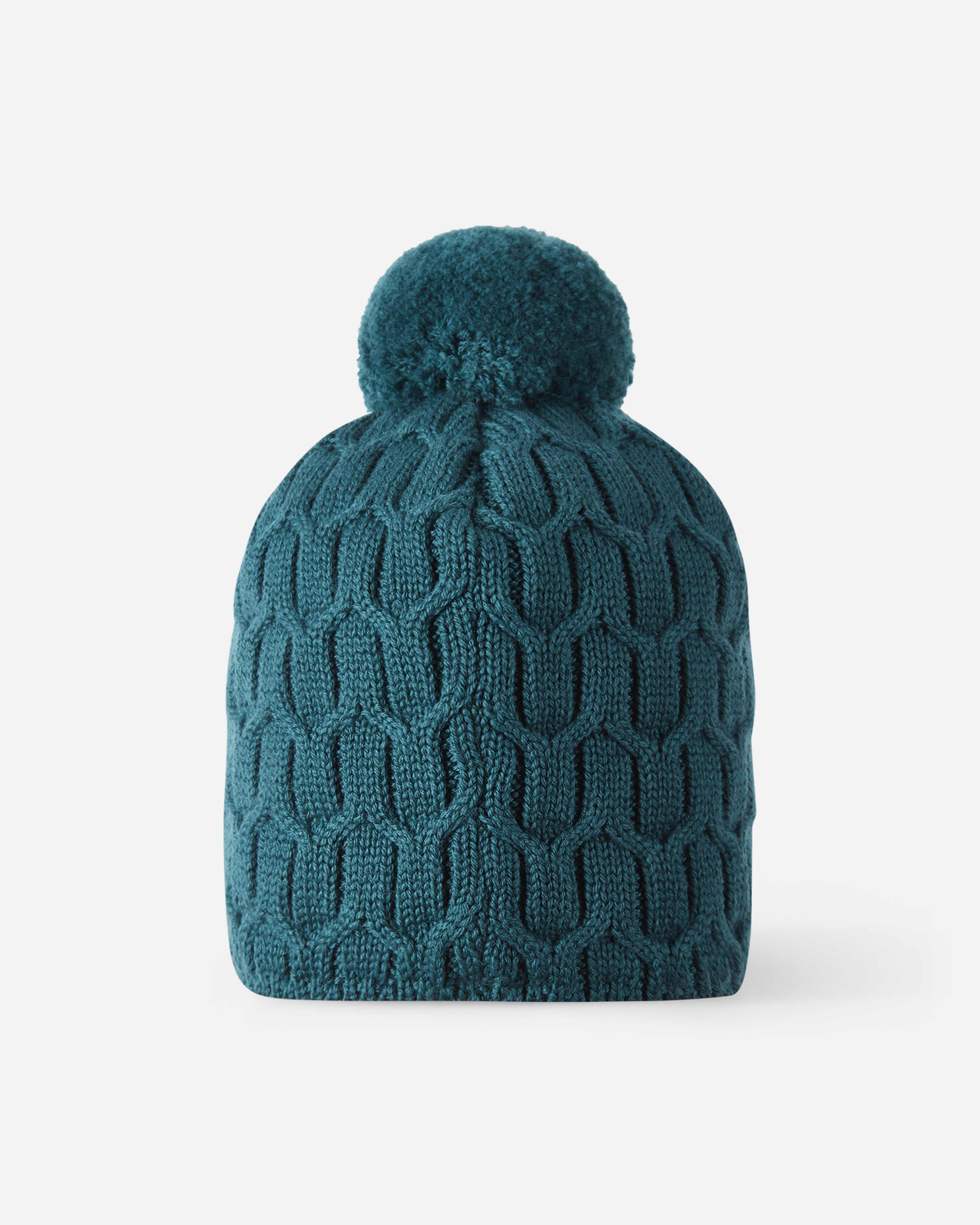 Ullmössa Nyksund, från Reima, i färgen dark teal. Klicka för att öppna bilden i stort format
