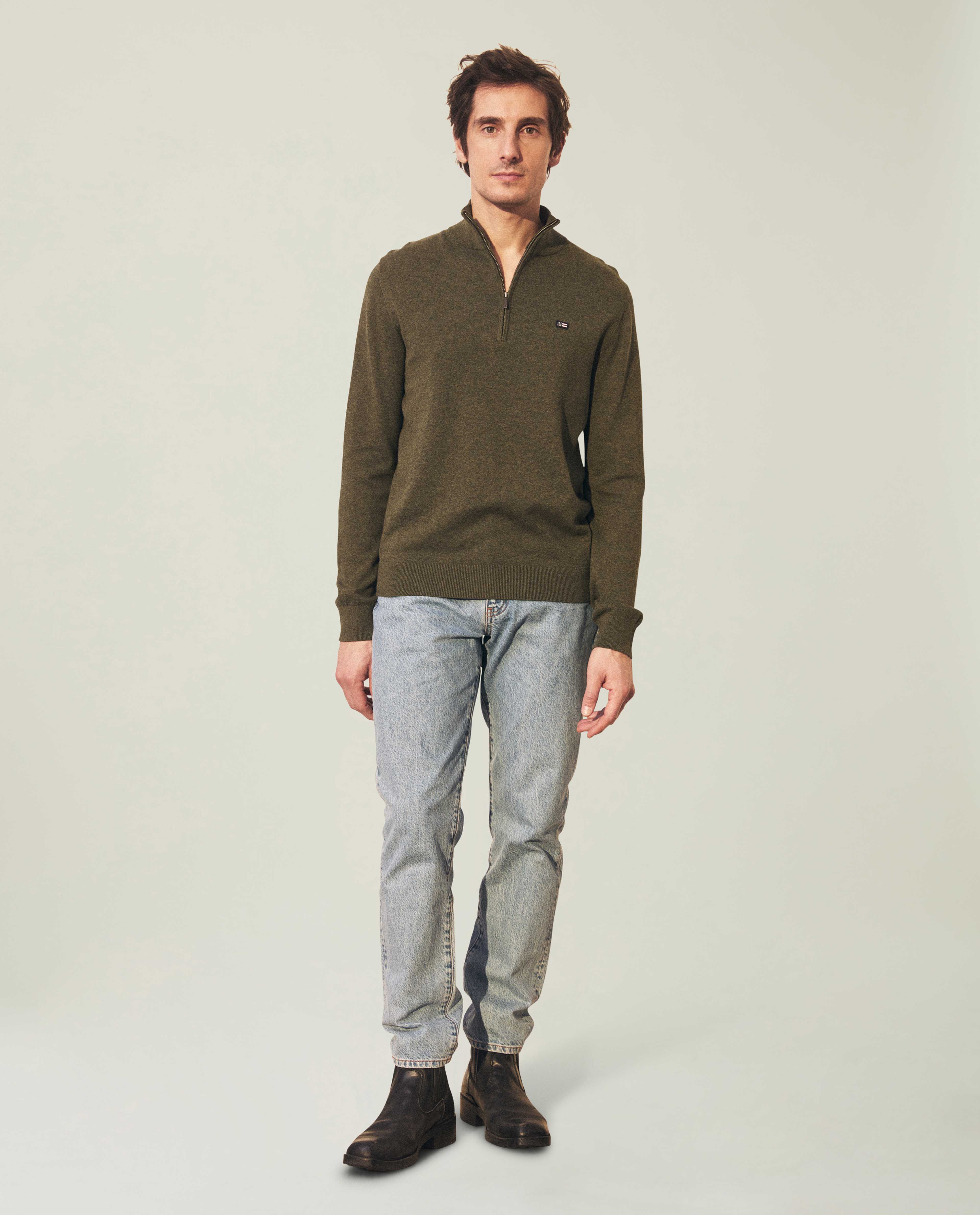 Clay Cotton Half-zip Sweater