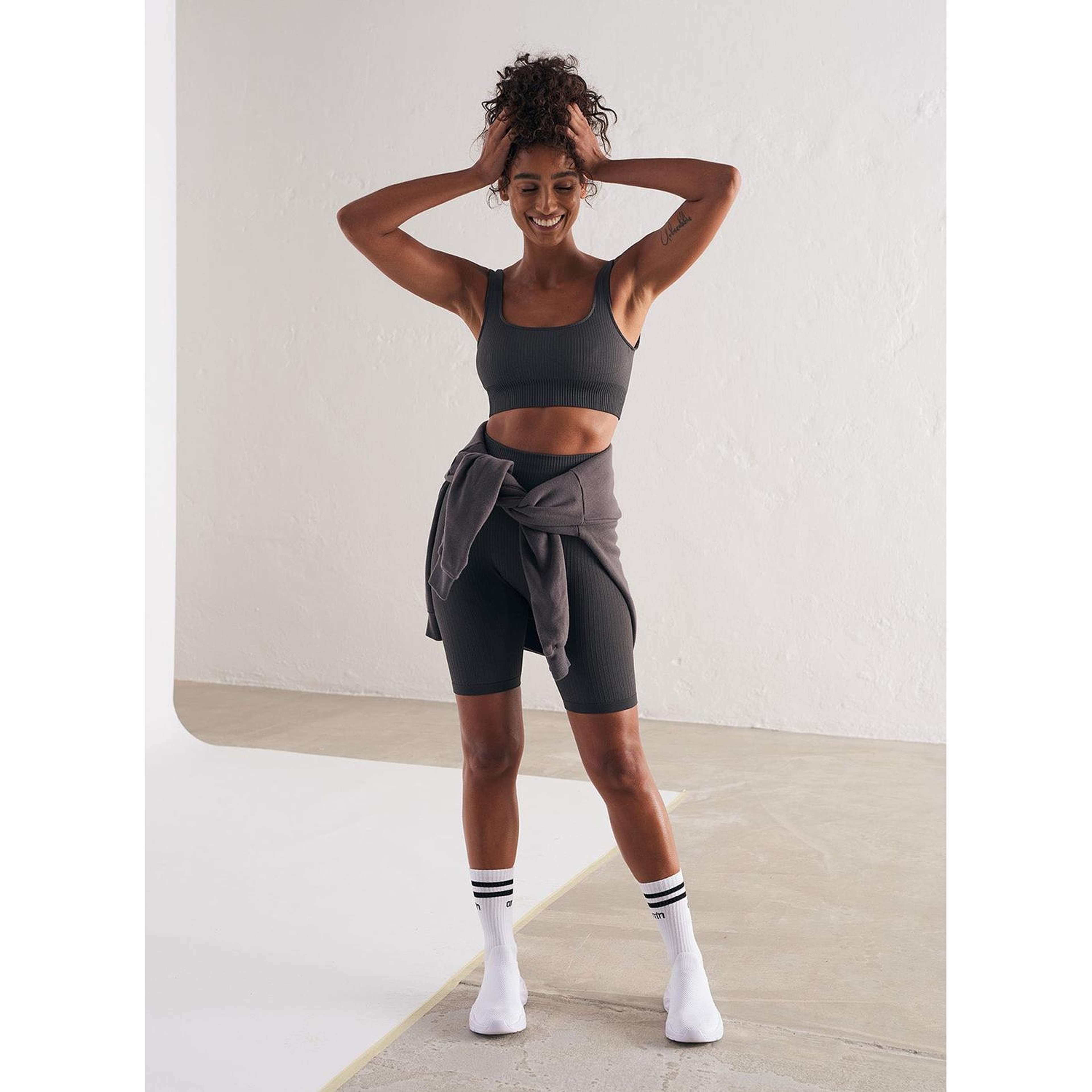 Shadow Grey Ribbed Seamless Bra